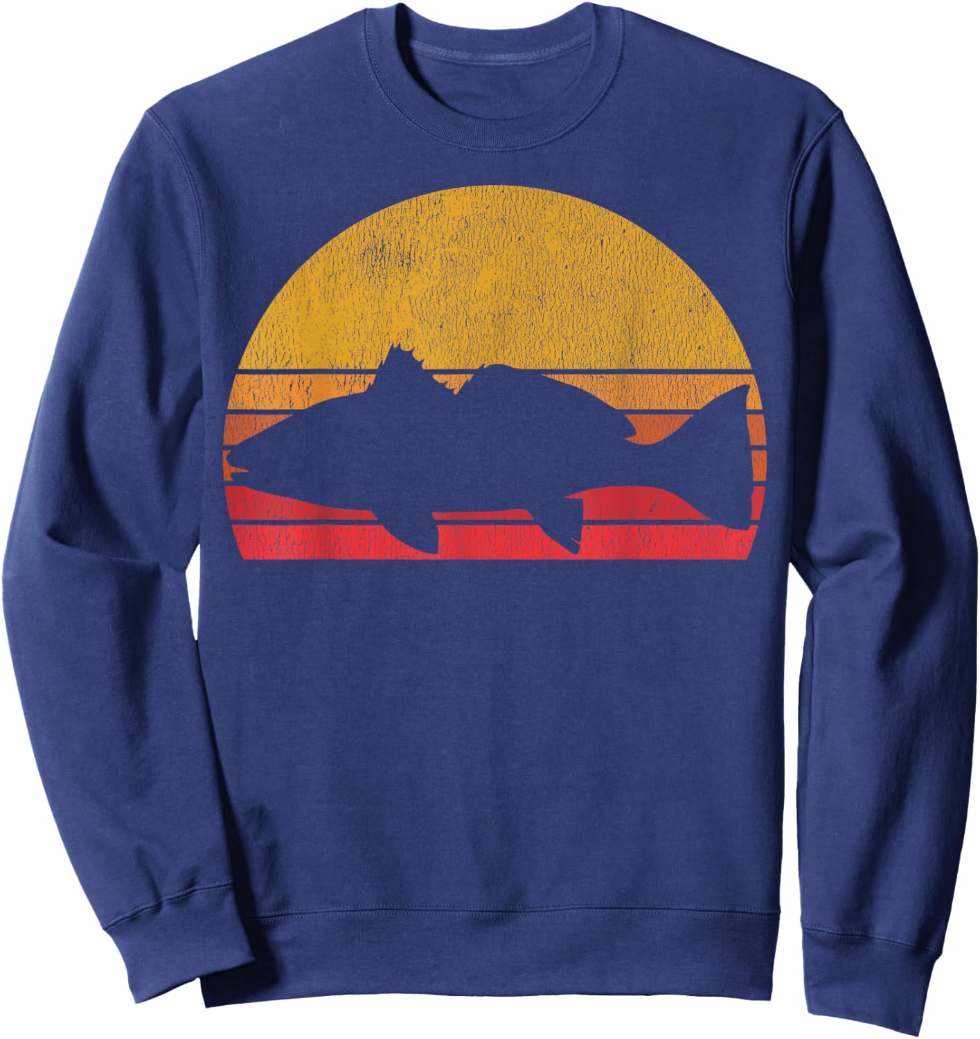 Redfish Retro Saltwater Fisherman Fishing Sweatshirt - Sweatshirt | Navy