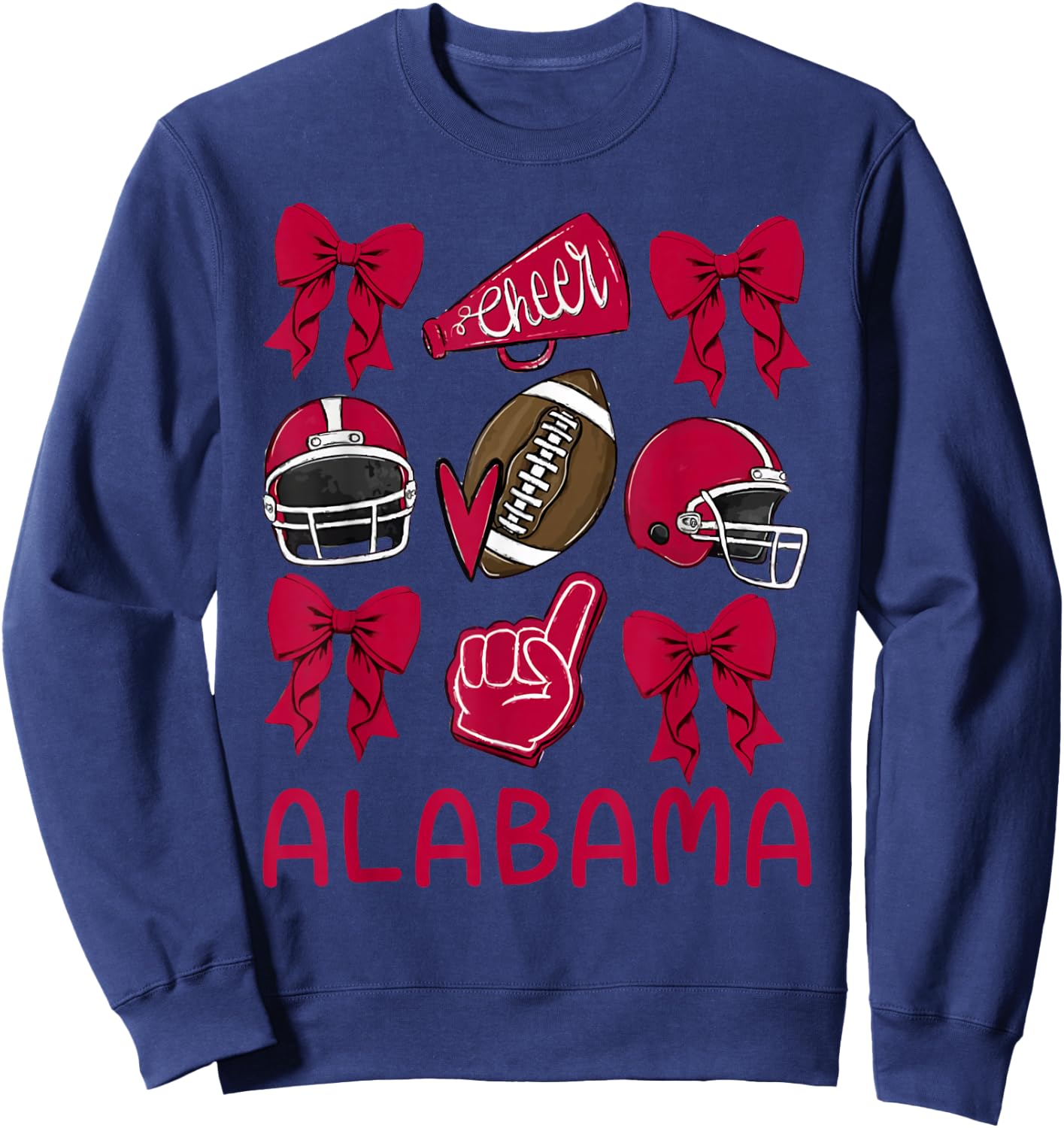 Alabama Women Girls Kids Sister Daughter Niece Coquette Bow Sweatshirt - Sweatshirt | Navy