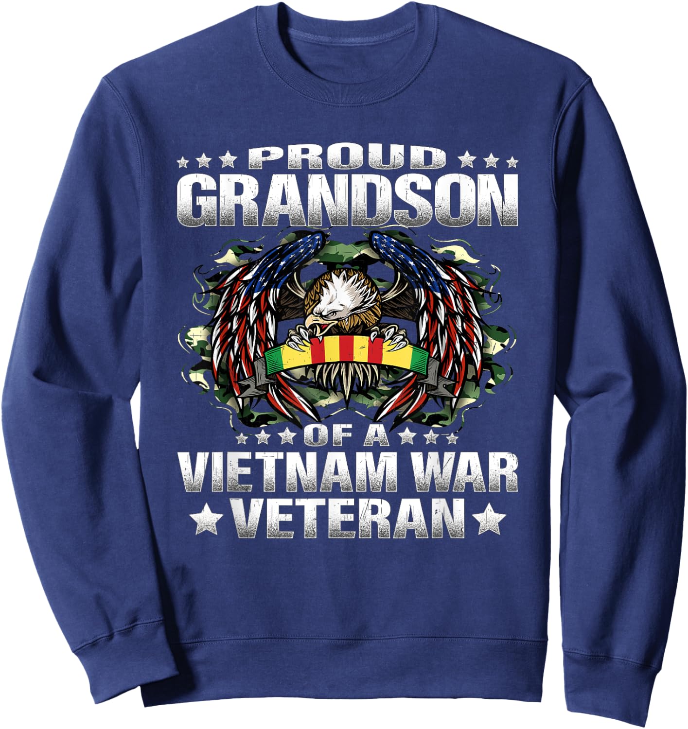Proud Grandson Of A Vietnam Veteran Military Vets Family Sweatshirt - Sweatshirt | Navy
