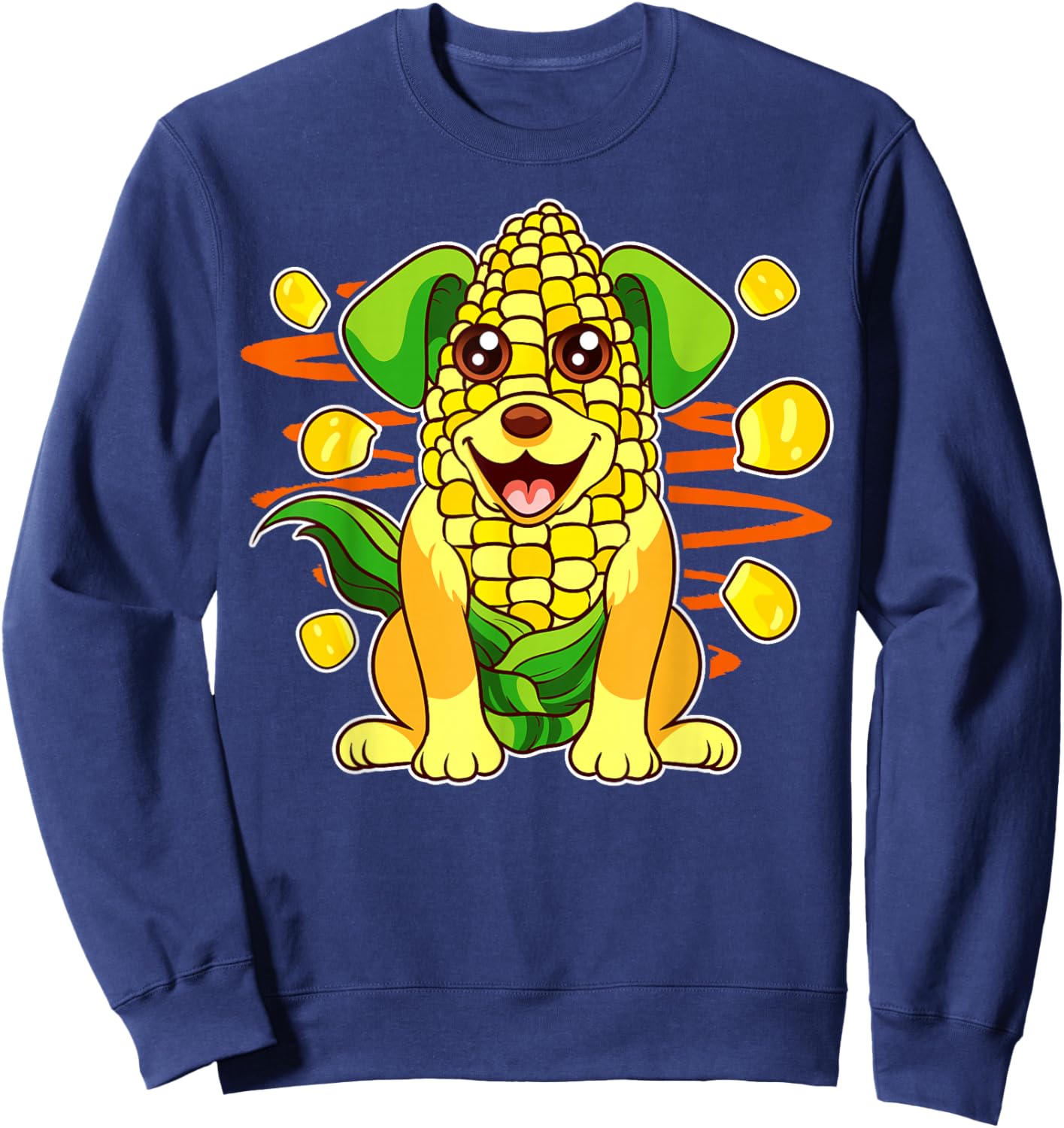 Funny Cute Corndog Lover Corn Dog Food Puppy Farmer Pun Sweatshirt - Sweatshirt | Navy