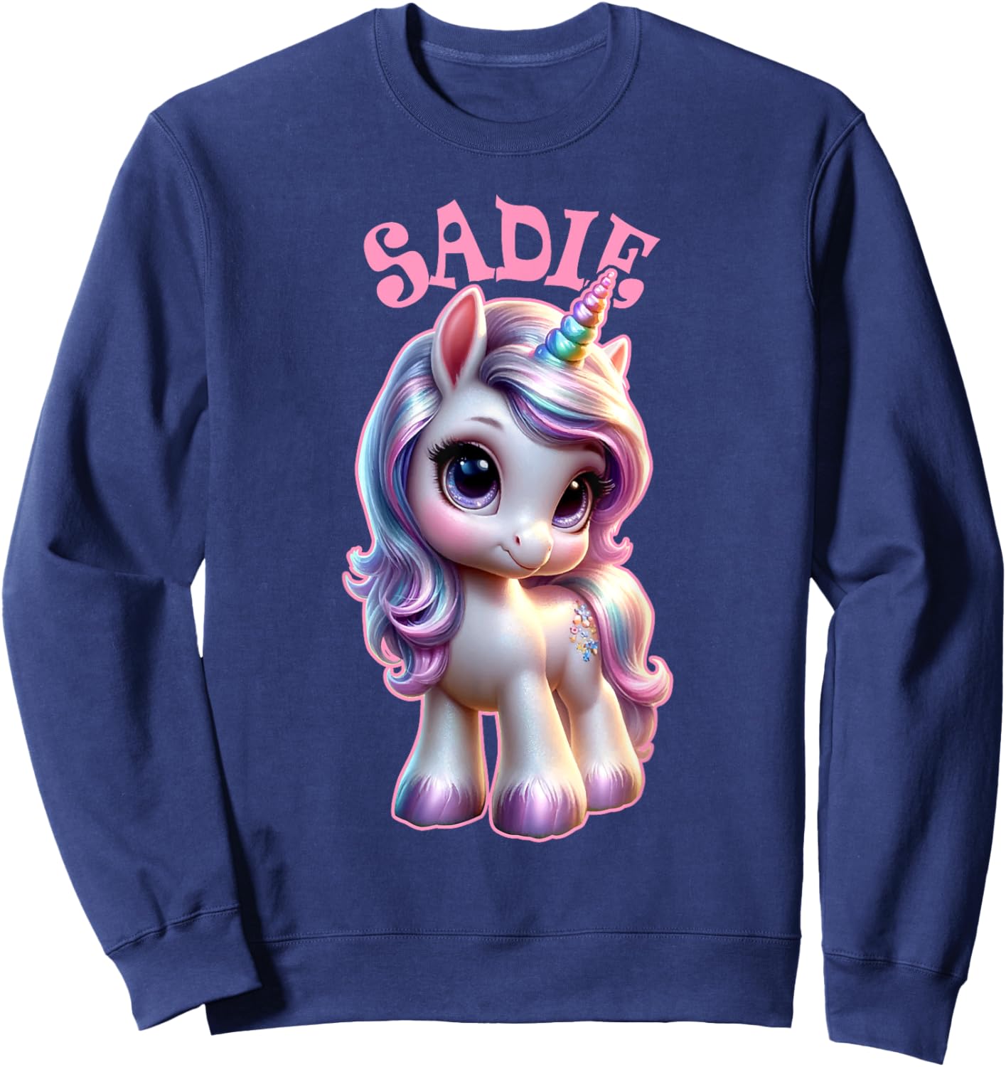 Sadie Cute Unicorn Design for Girls Name Sadie Sweatshirt - Sweatshirt | Navy