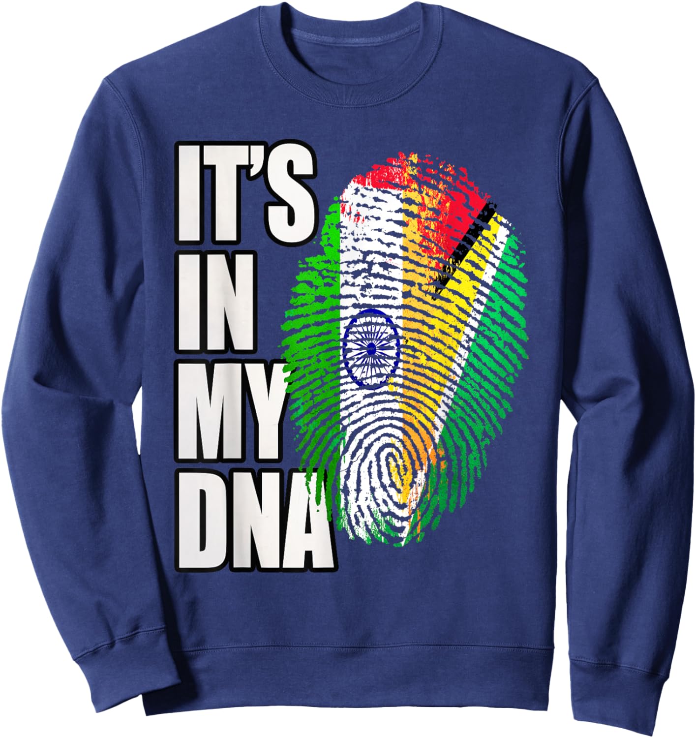 Guyanese and Indian DNA Heritage Flag Sweatshirt - Sweatshirt | Navy