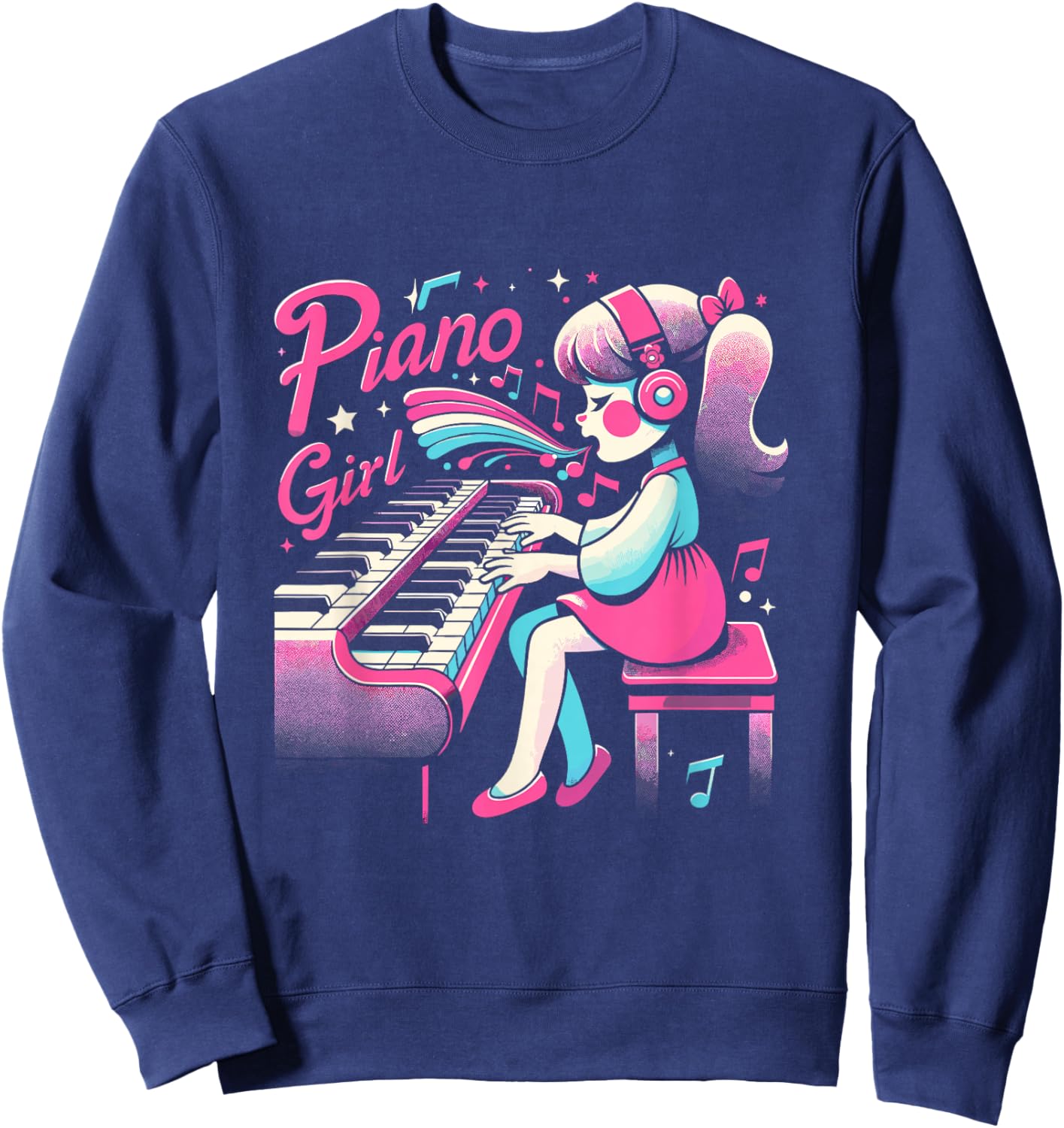 Piano Girl Girl Musician Pianist Music Sheet Music Piano Sweatshirt - Sweatshirt | Navy