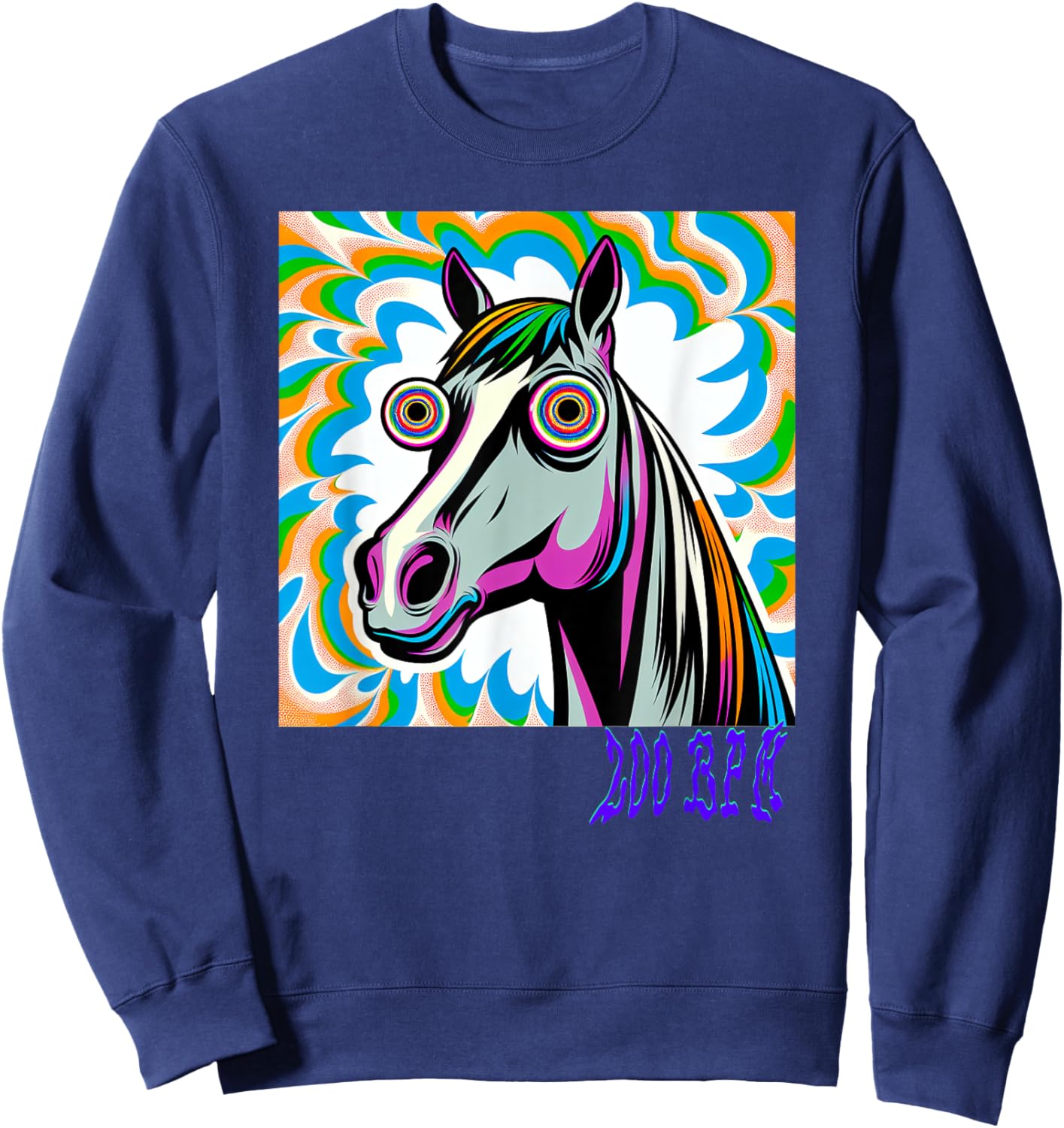 Techno Uptempo Horse 200 BPM Sweatshirt - Sweatshirt | Navy
