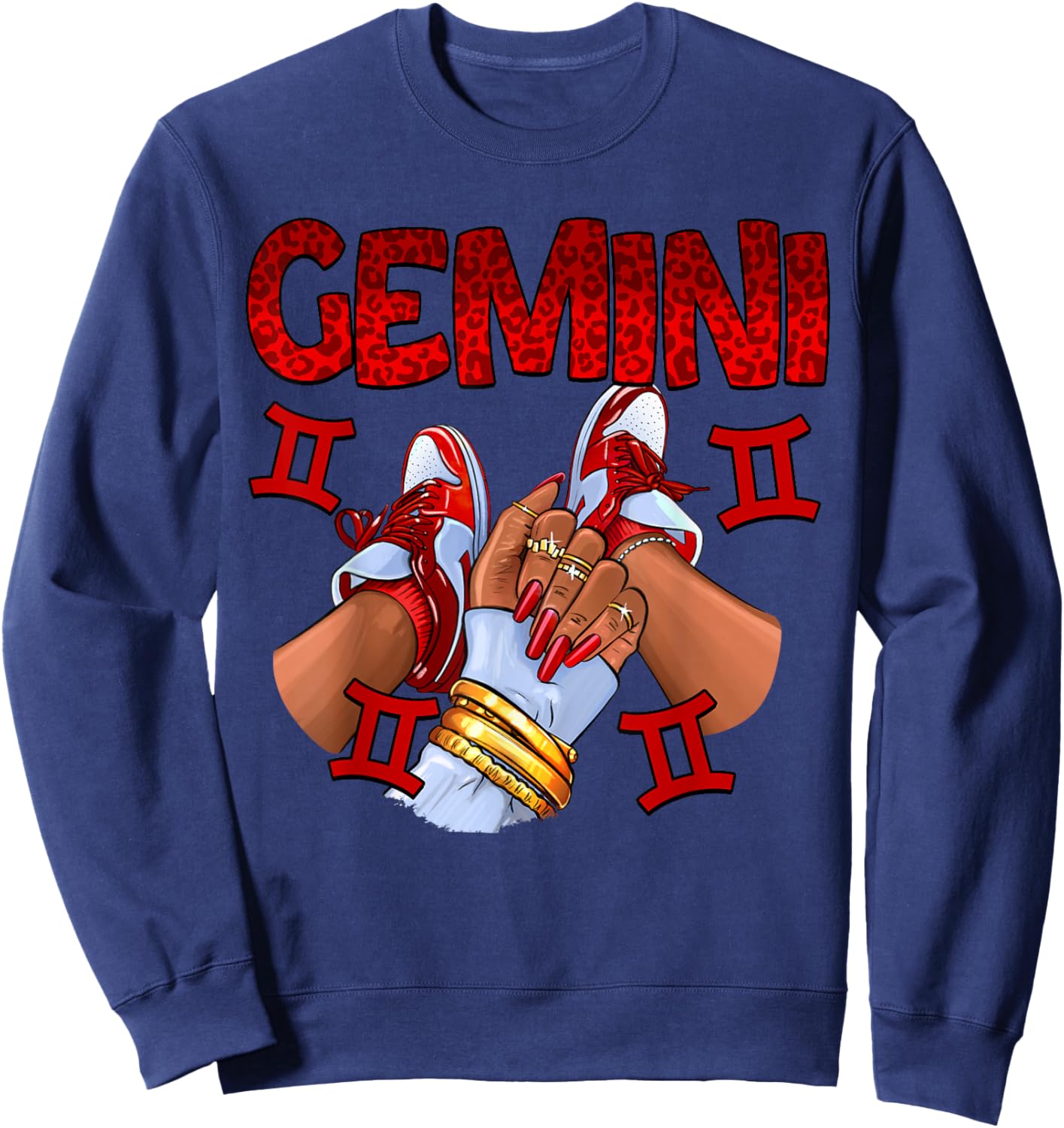 Gemini Queen Birthday Women Sneakers Zodiac Sign Bday Sweatshirt - Sweatshirt | Navy