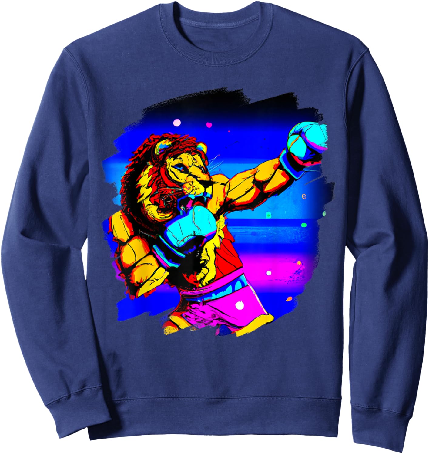 Lion Boxing Cool Funny Lion Boxing Boxer Sweatshirt - Sweatshirt | Navy