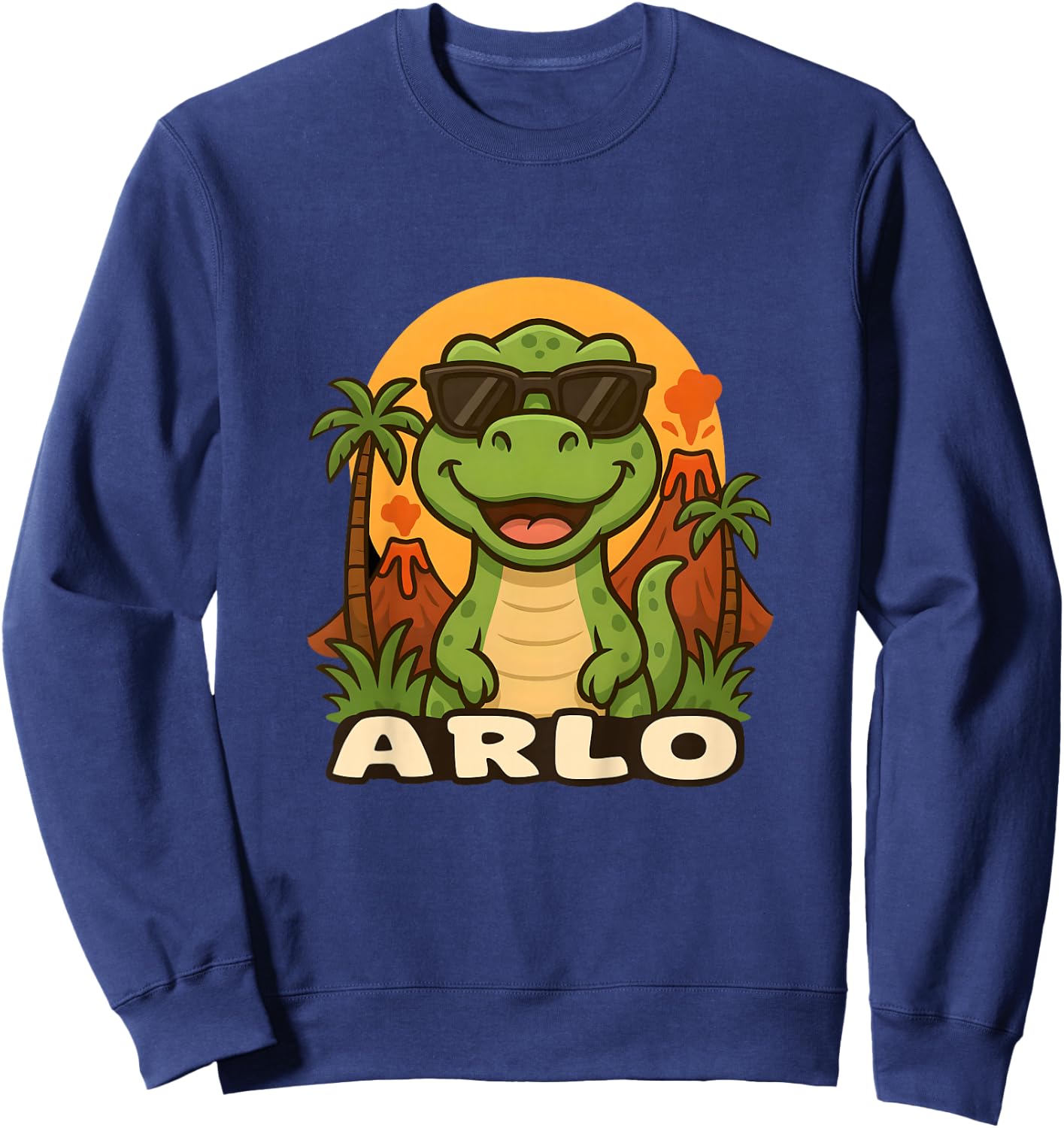 Kids Arlo - Dinosaur T-Rex Themed Design with Name for Kids Sweatshirt - Sweatshirt | Navy