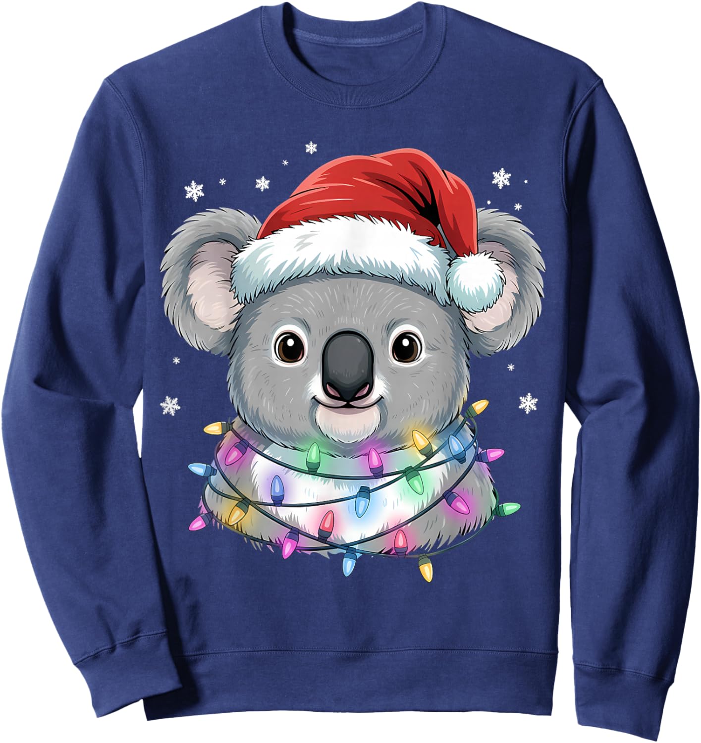 Christmas Lights Koala Santa Hat Cute Xmas Pajamas Sweatshirt - Sweatshirt | Navy