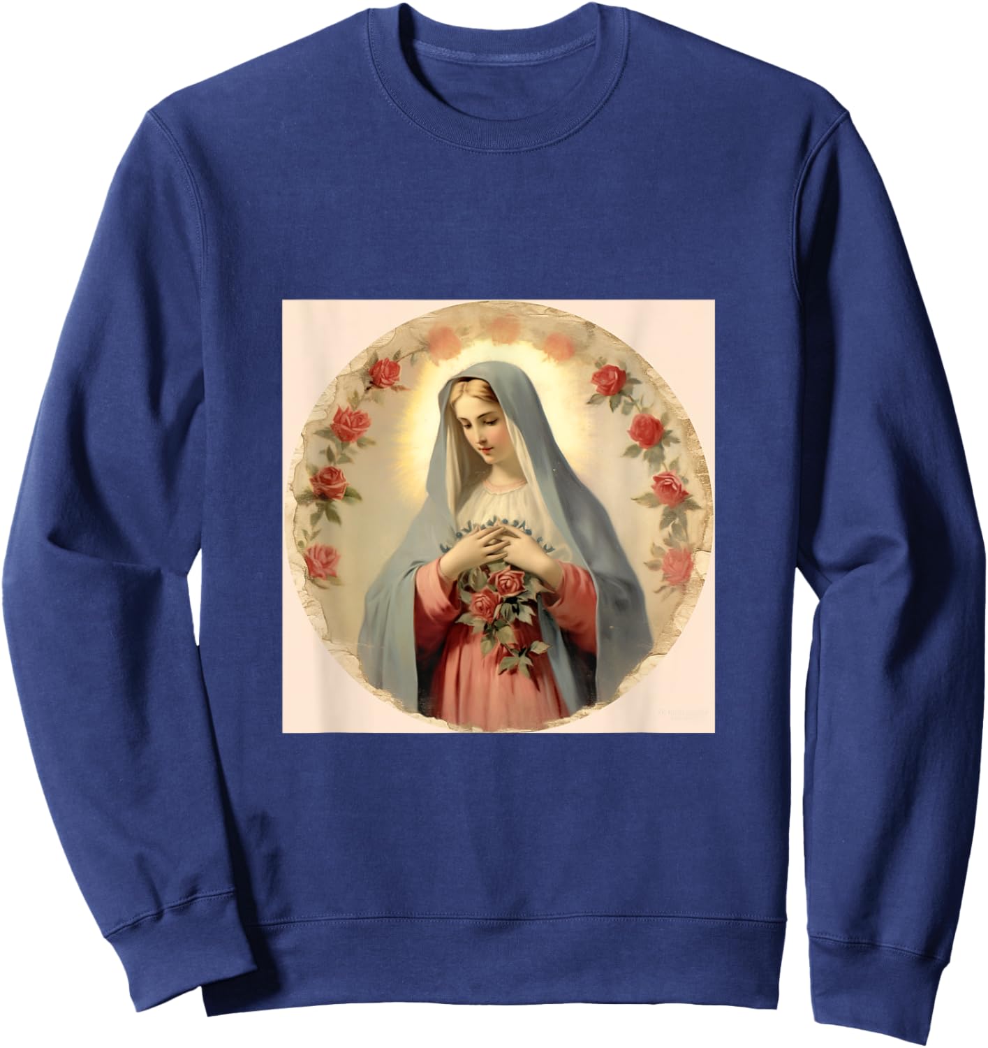 Blessed Virgin Mary Jesus Christian Sweatshirt - Sweatshirt | Navy