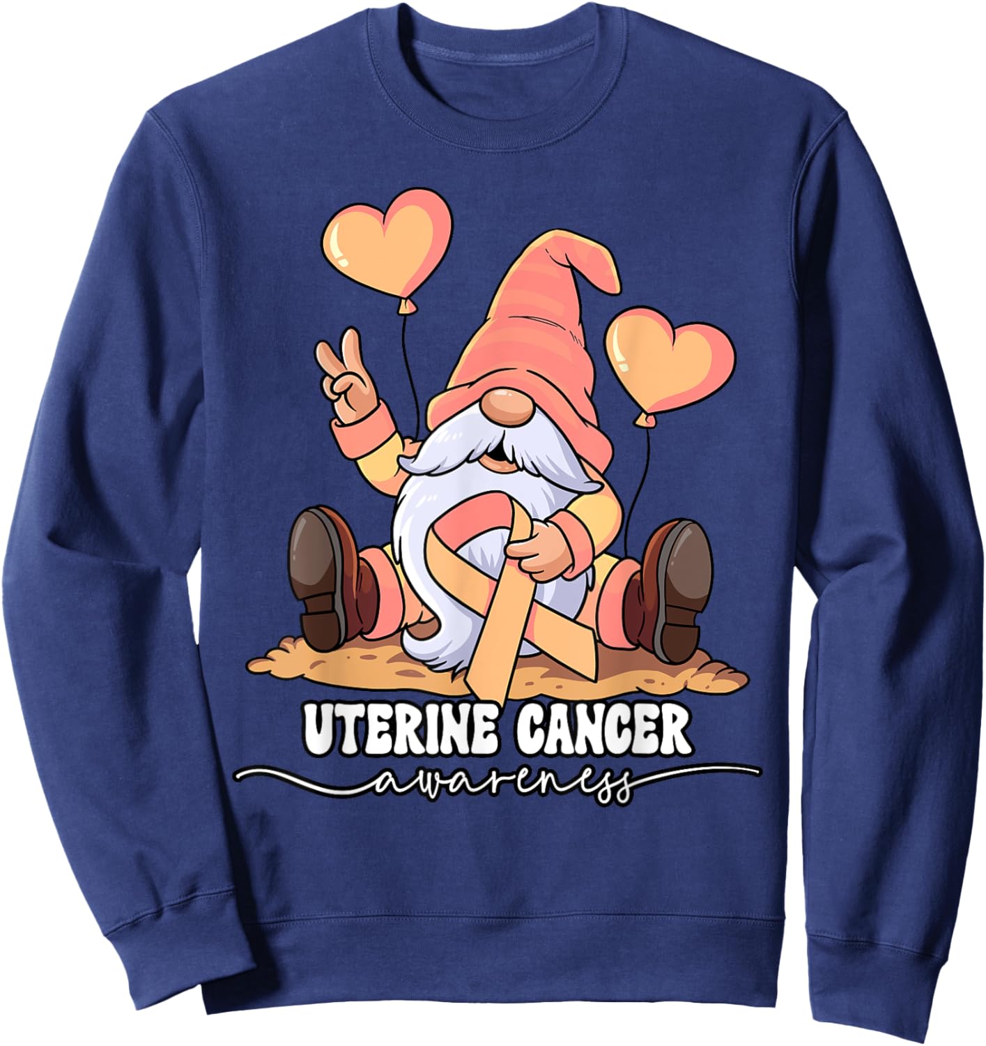 Uterine Cancer Awareness by Uterine Cancer Awareness - -Adults, Black, Small, Short Sleeve, Classic Fit Sweatshirt - Sweatshirt | Navy