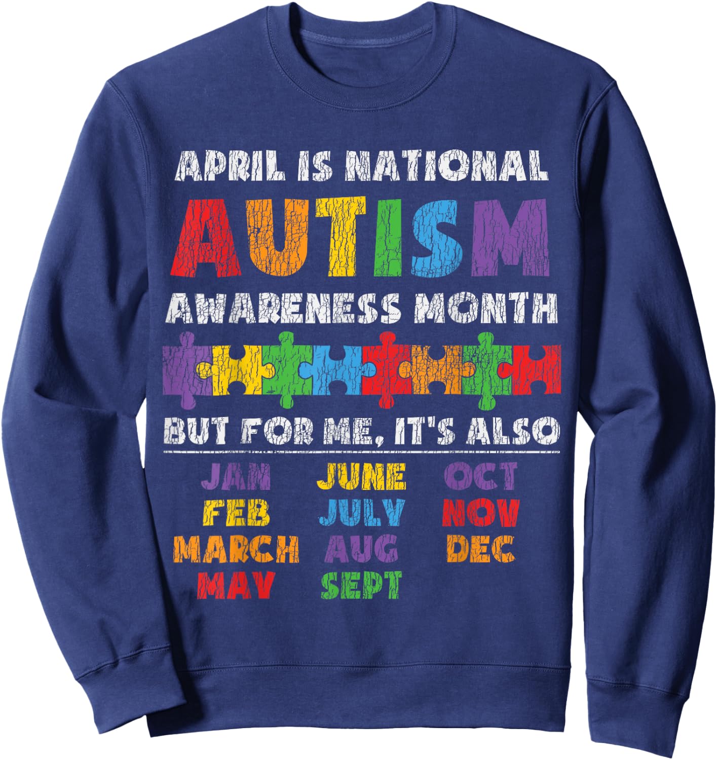 National Autism Awerness Month Autistic Kids Awareness Gift Sweatshirt - Sweatshirt | Navy