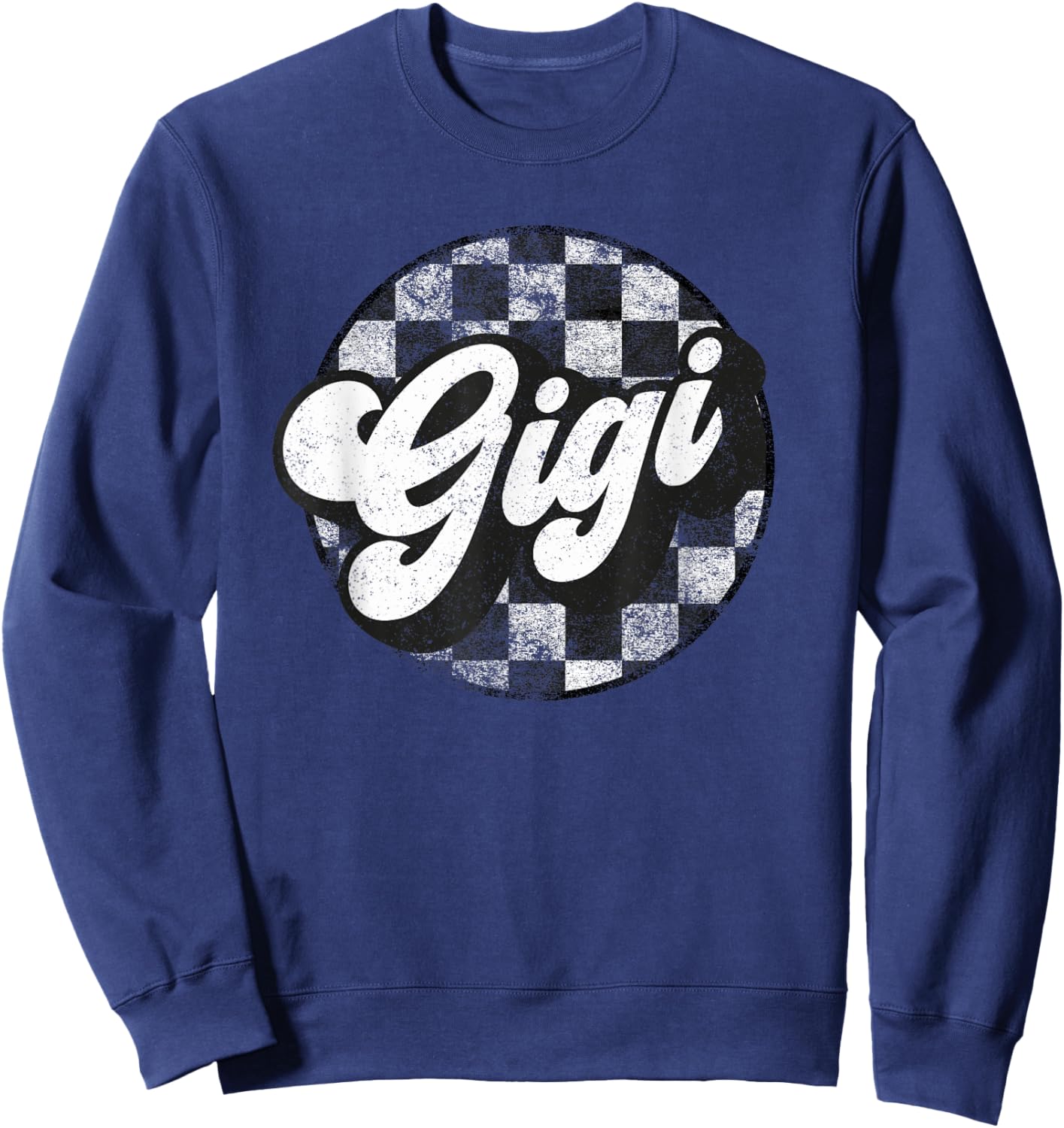 Funny Retro Checkered Gigi Race Vintage Matching Family Sweatshirt - Sweatshirt | Navy