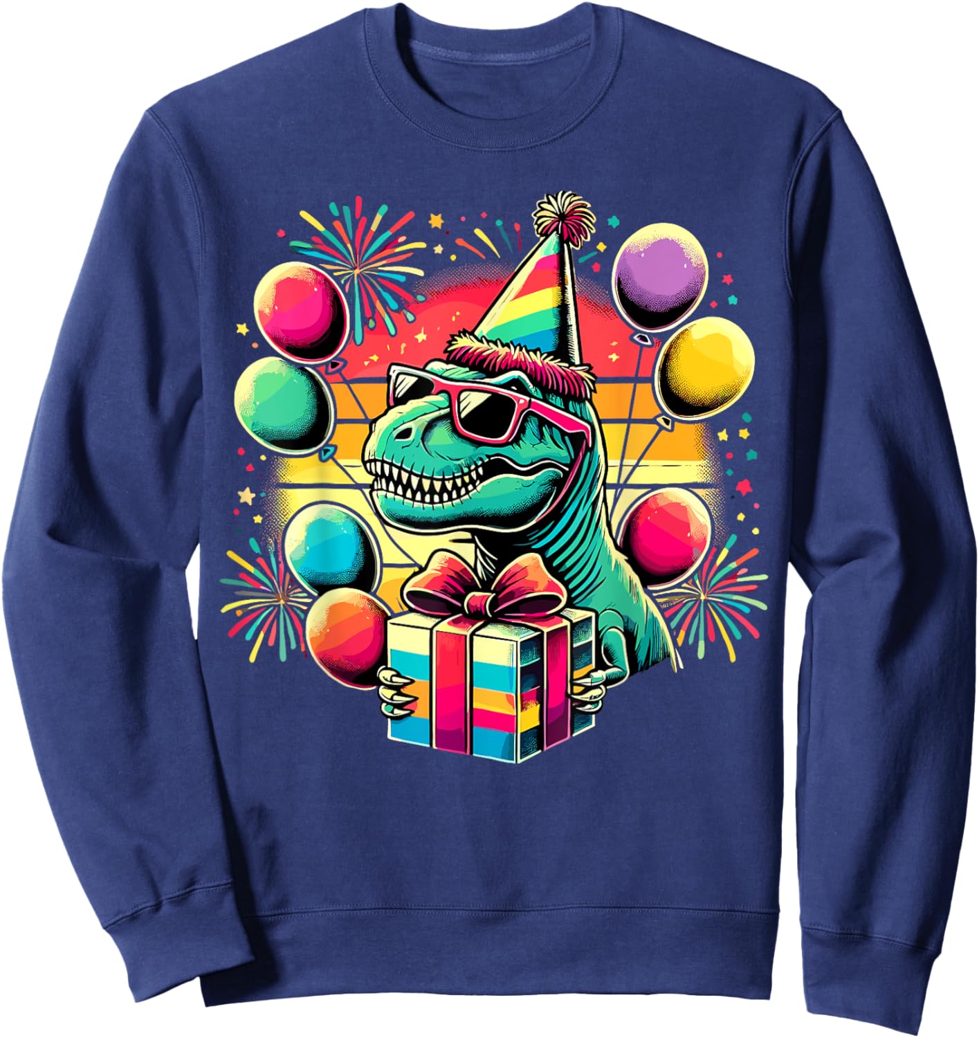 Dinosaur Birthday Party T-Rex Dinosaur Sweatshirt - Sweatshirt | Navy