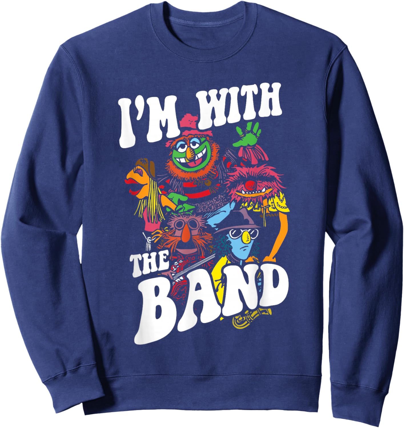 Disney The Muppets I'm With The Band Color Rock Poster Sweatshirt - Sweatshirt | Navy