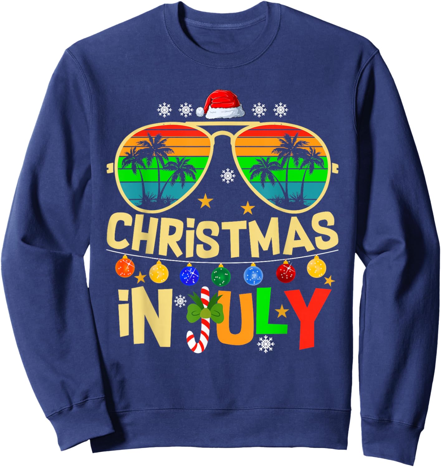 Santa Claus Sunglasses Beach Christmas in July Men Women Kid Sweatshirt - Sweatshirt | Navy