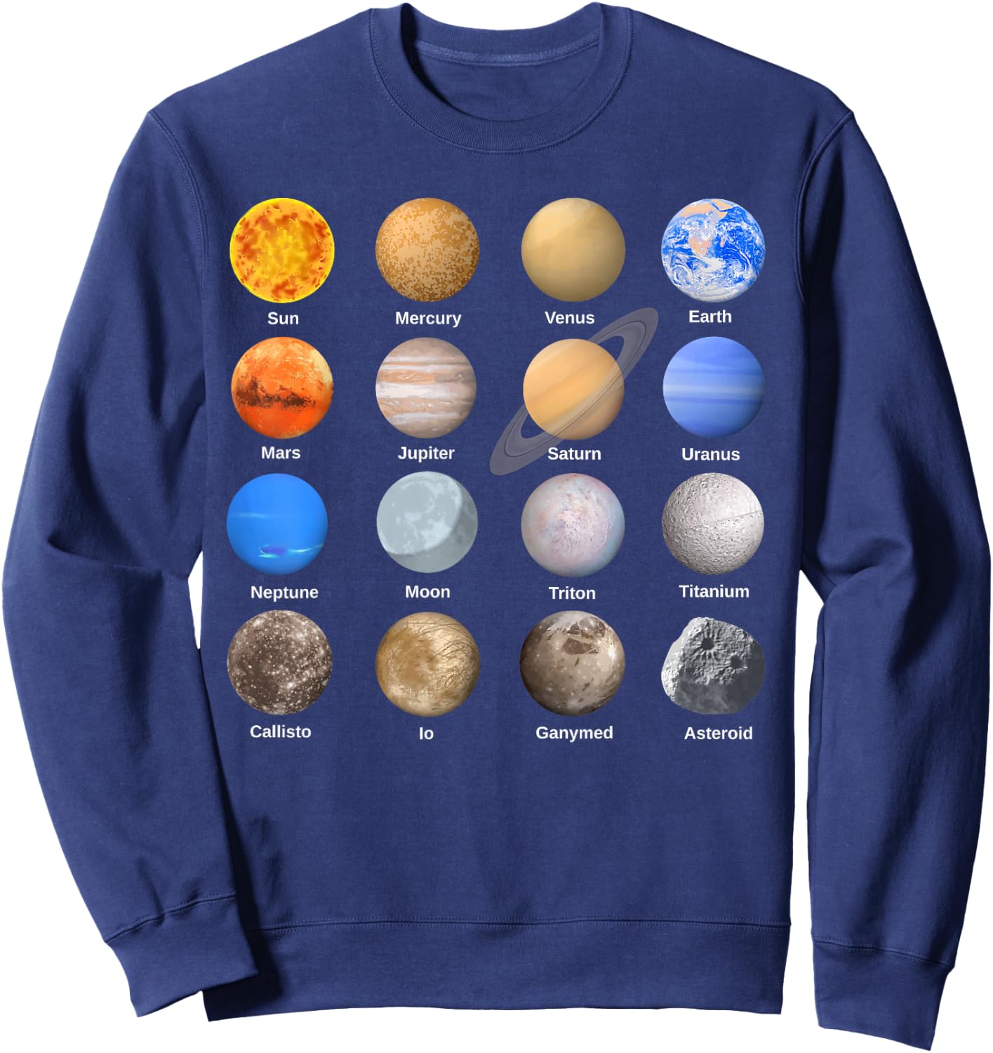 Solar System Planets Science Space Boys Girls STEM Kids Sweatshirt - Sweatshirt | Navy