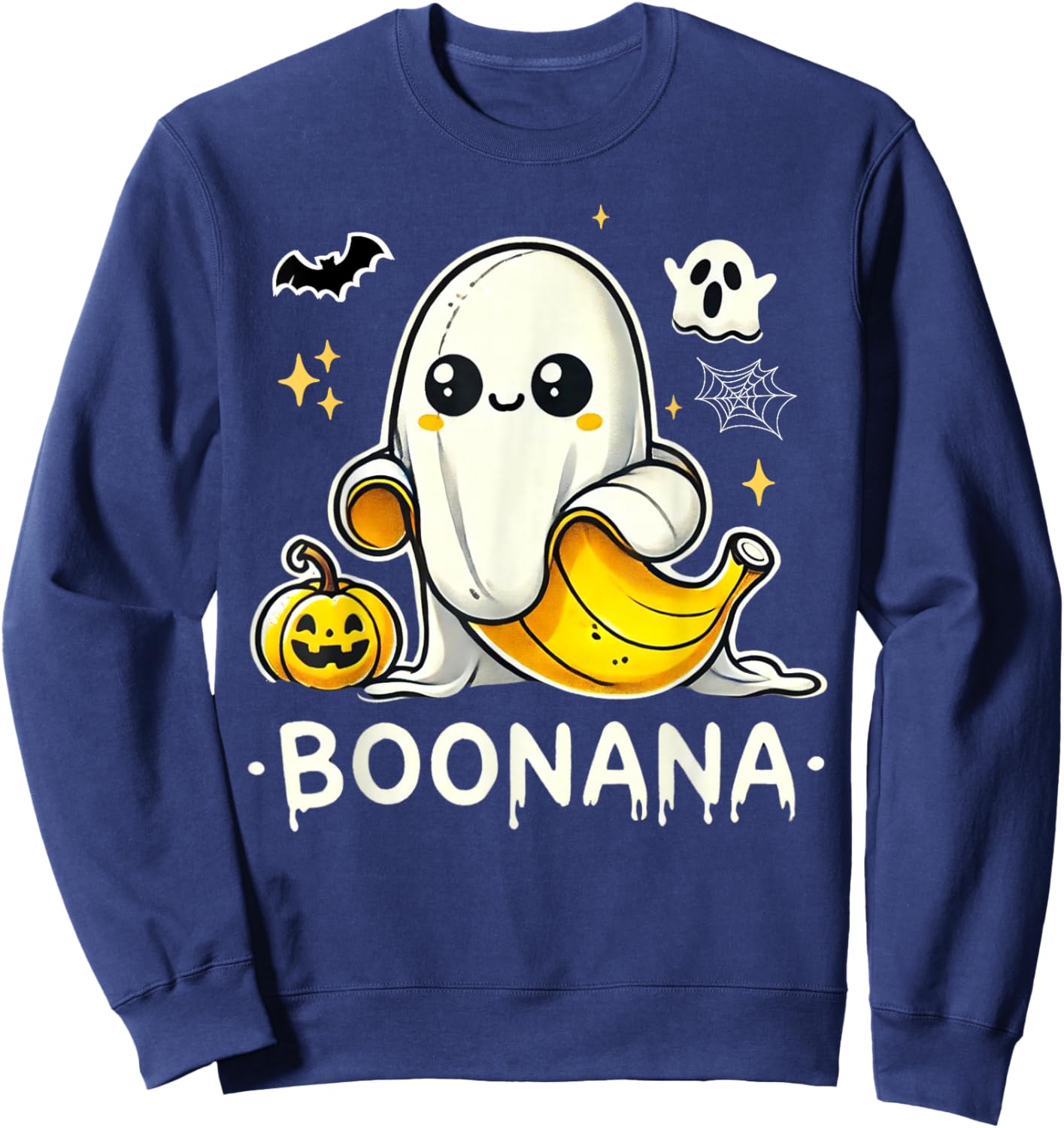 Boonana Cute Ghost Banana Halloween Costume Men Women Sweatshirt - Sweatshirt | Navy