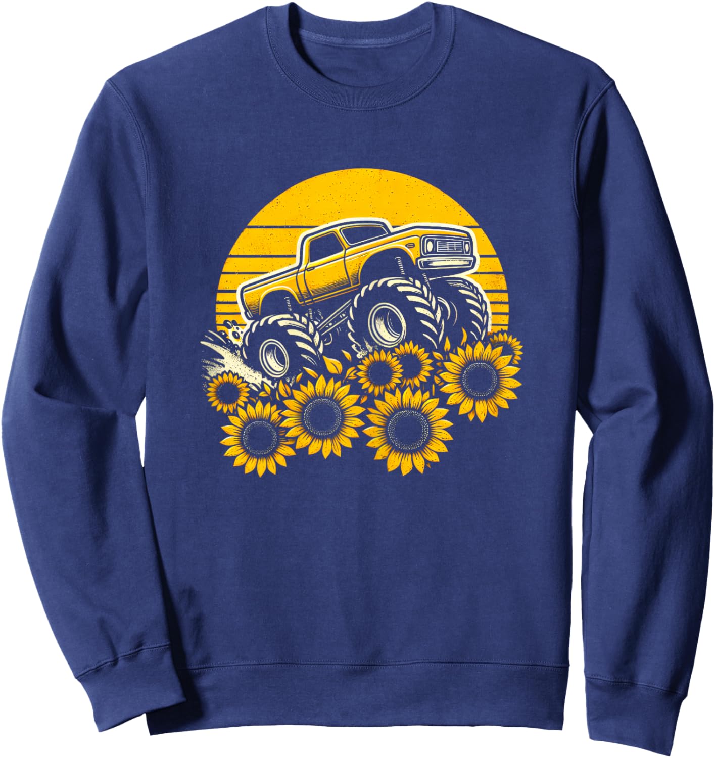 Happy Mother's Day Toddler Sunflower Monster Truck Kids Boys Sweatshirt - Sweatshirt | Navy