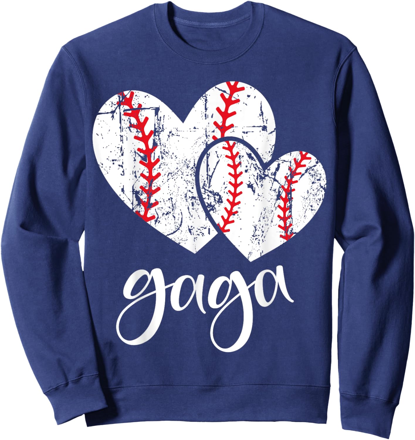 Baseball Gaga Heart Ball Funny Proud Grandma Mother's Day Sweatshirt - Sweatshirt | Navy