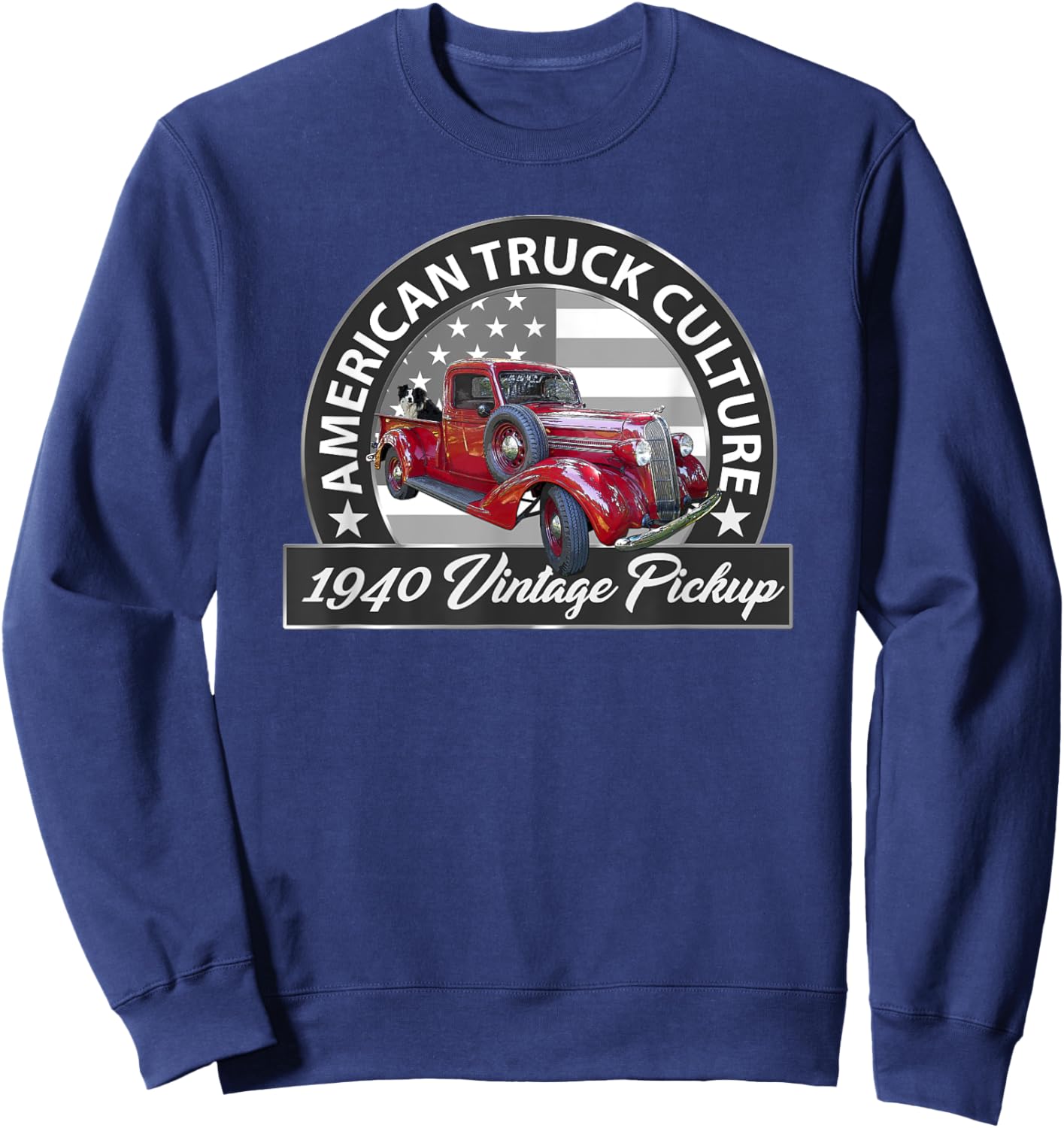 1940 Vintage Red Pickup Truck, Vintage Pre-war Era, Car Guys Sweatshirt - Sweatshirt | Navy