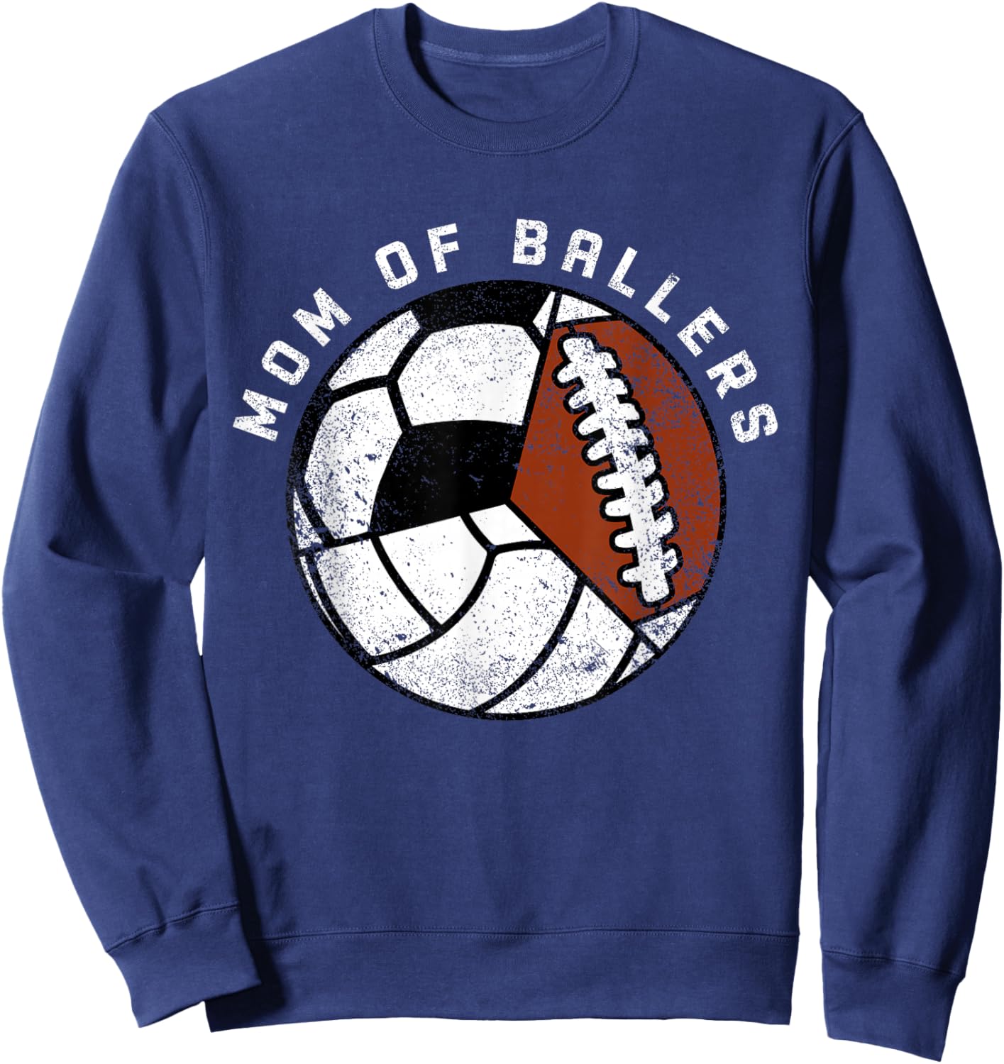 Mom Of Ballers Funny Volleyball Soccer Football Mom Sweatshirt - Sweatshirt | Navy