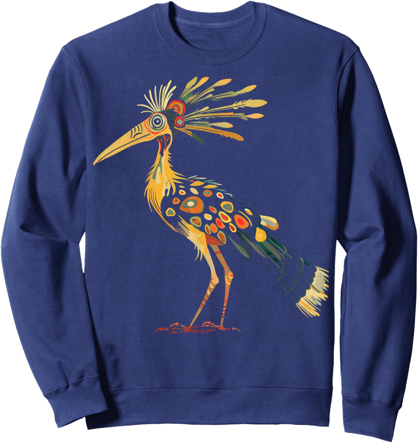 Tribal Bird Abstract Orange and Black Design Sweatshirt - Sweatshirt | Navy