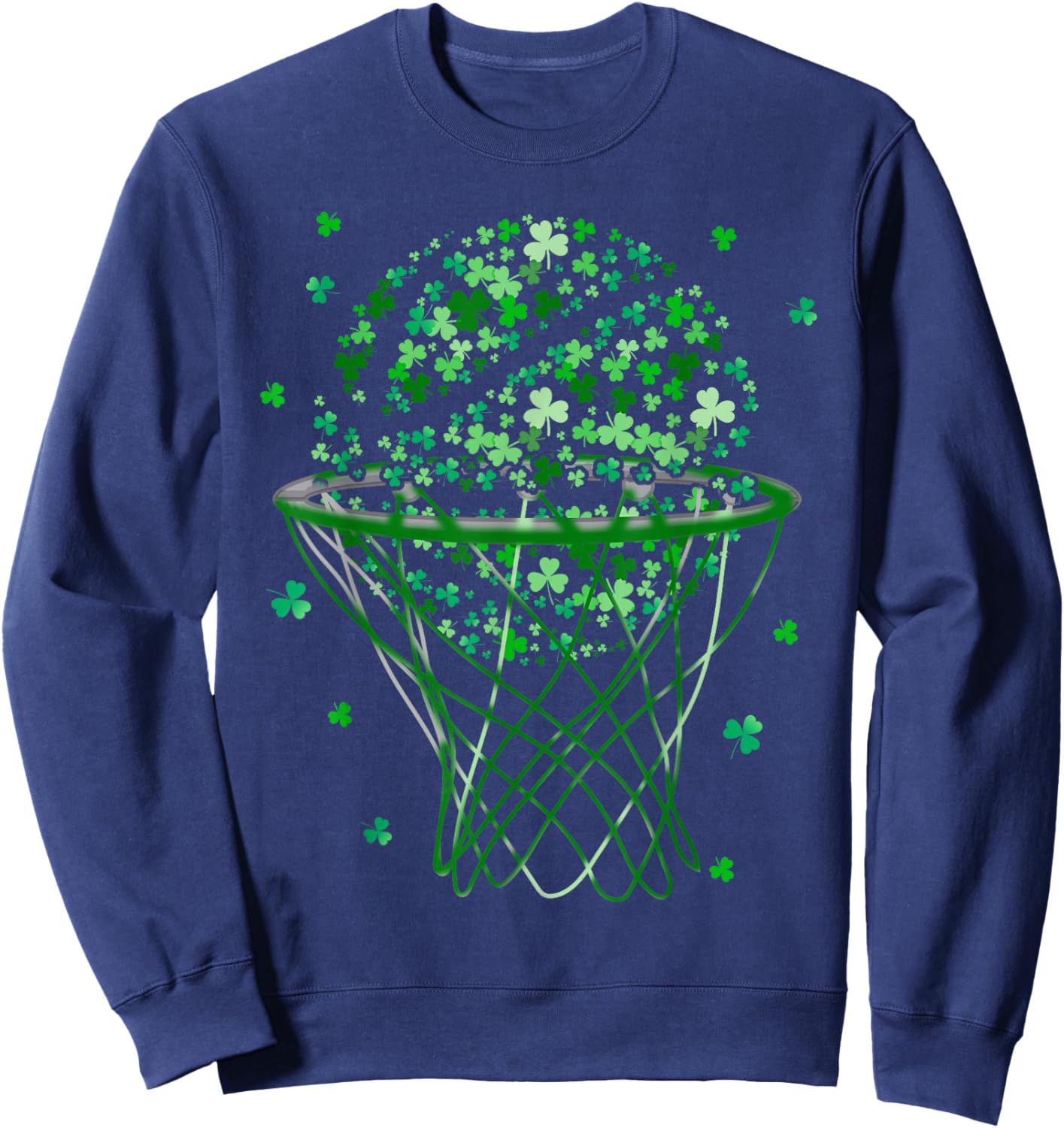 St Patricks Day Shamrock Basketball Saint Paddy's Kids Boys Sweatshirt - Sweatshirt | Navy