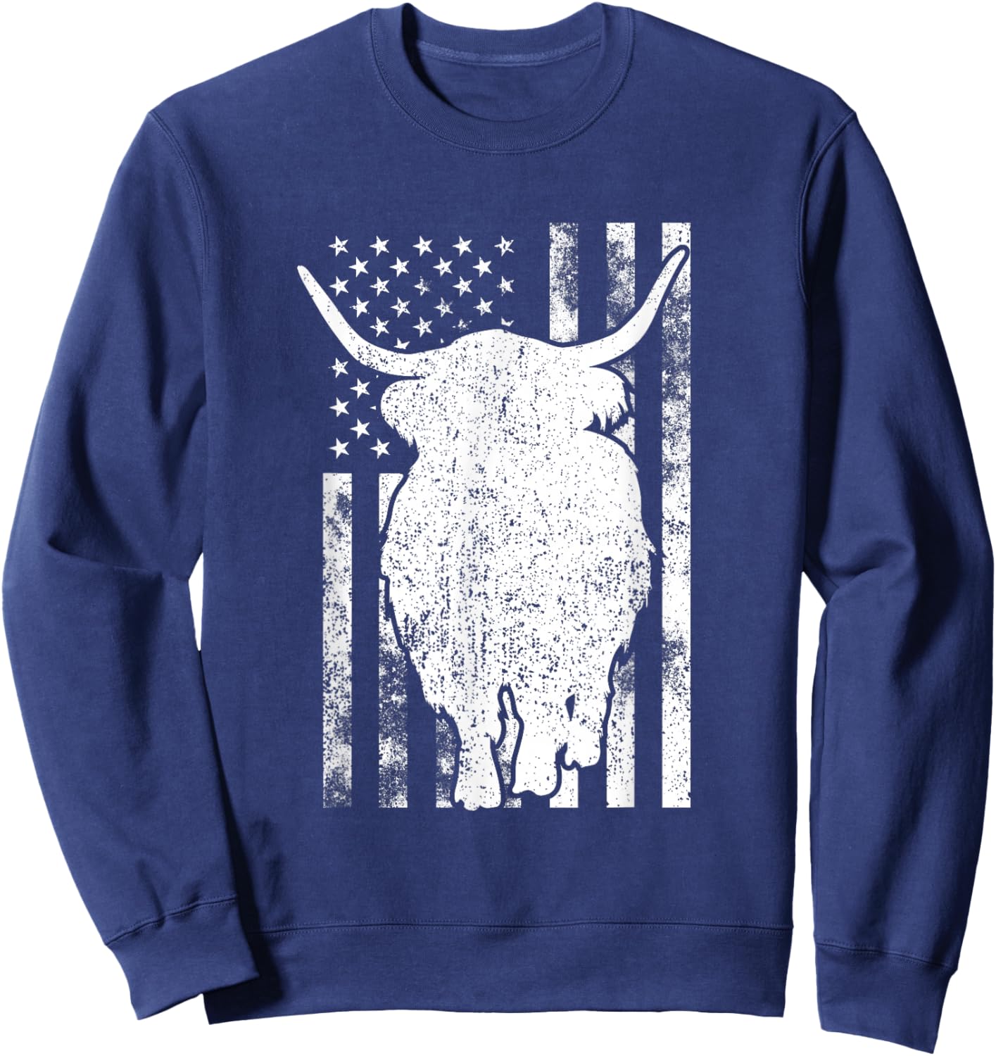 American Flag - Scottish Highland Cow For Cattle Farmer Sweatshirt - Sweatshirt | Navy