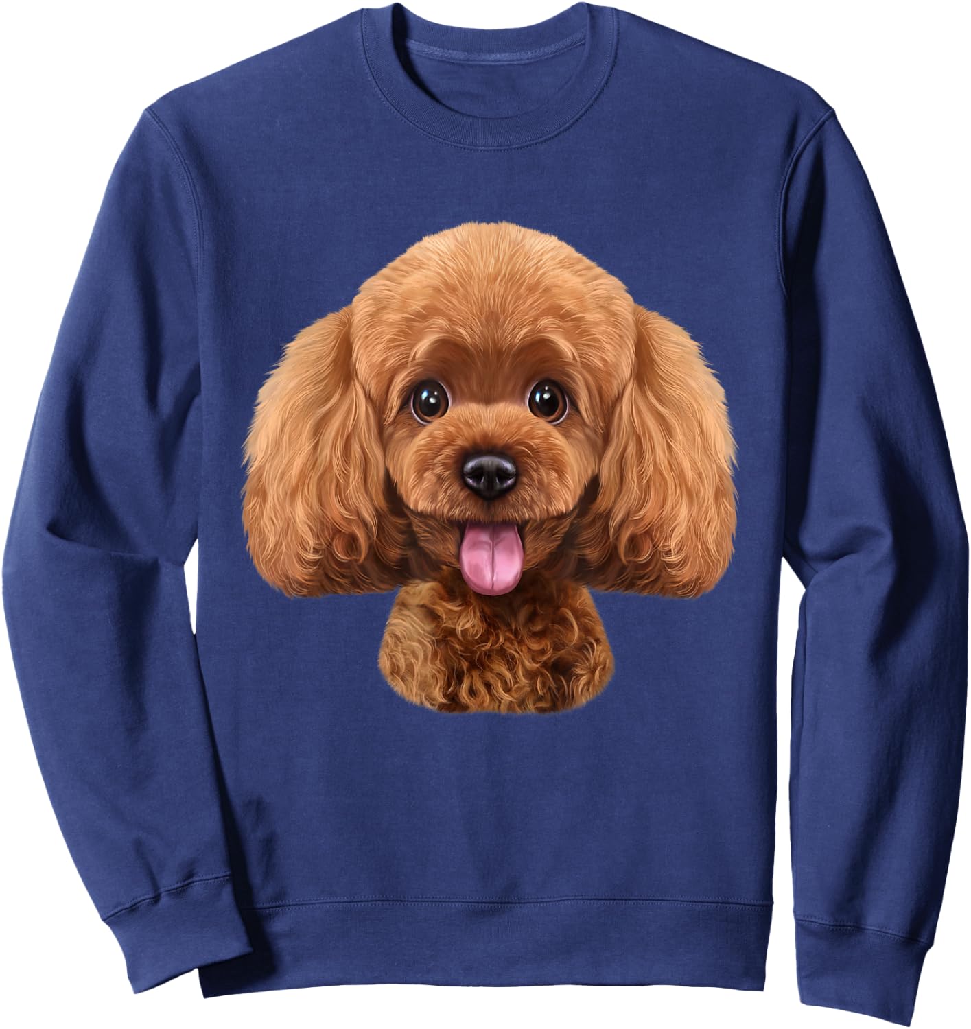 Happy Toy Poodle Dog Smiling Face Sweatshirt - Sweatshirt | Navy