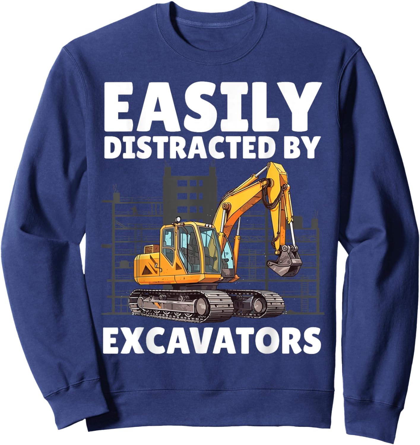 Funny Excavator Art Boys Kids Construction Excavator Sweatshirt - Sweatshirt | Navy