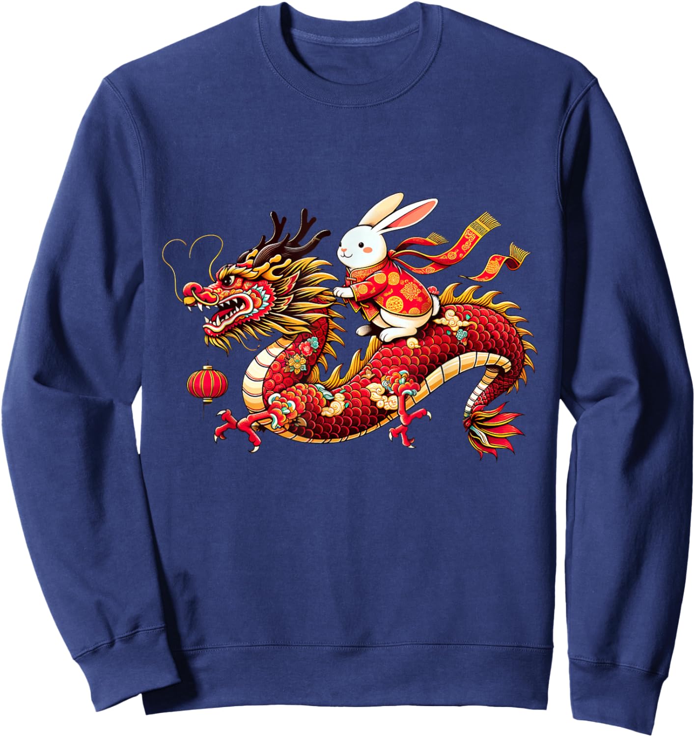 Rabbit ride Chinese Dragon Funny Happy New Year Sweatshirt - Sweatshirt | Navy