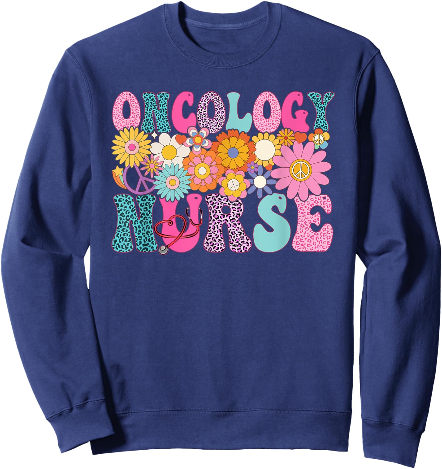 Oncology Nurse Week Groovy Appreciation Day Sweatshirt - Sweatshirt | Navy
