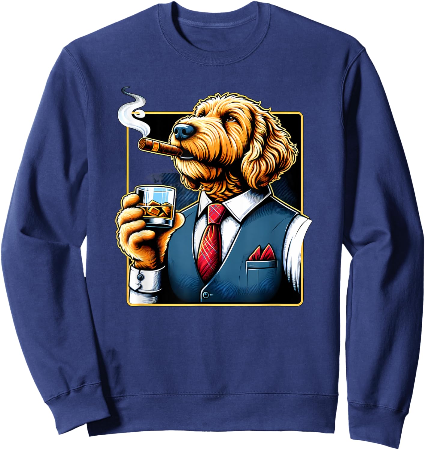Labradoodle Dog Cigar And Whiskey Sweatshirt - Sweatshirt | Navy