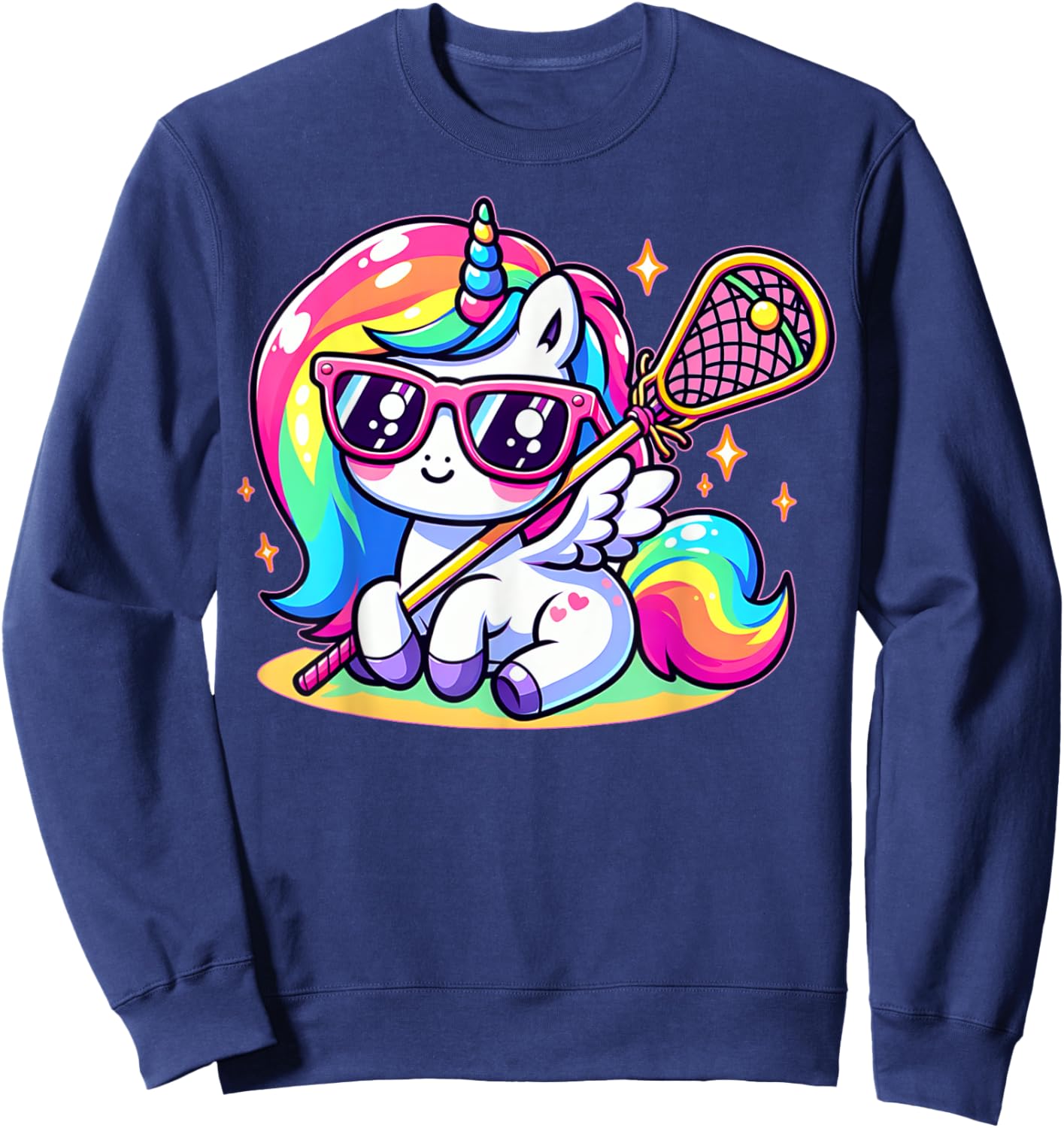Funny Unicorn Lax Lacrosse Men Boys Girls Youth Teens Sports Sweatshirt - Sweatshirt | Navy