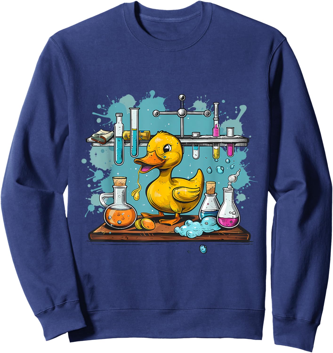 Rubber Duck Physics Chemists Teacher Science Rubber Duckie Women Kids Sweatshirt - Sweatshirt | Navy