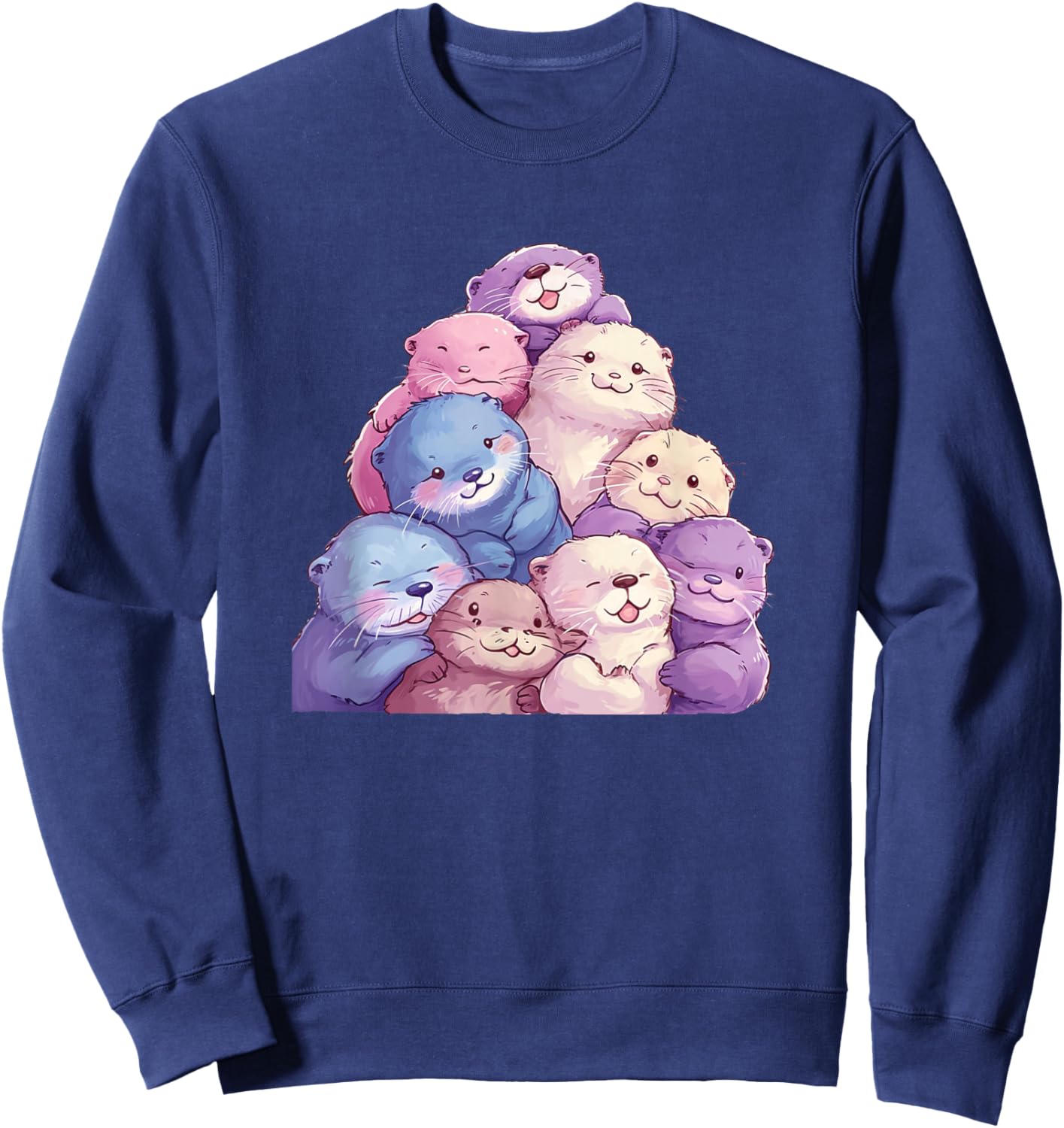 Cute Kawaii Pastel Otter Boys Girls Kids Sweatshirt - Sweatshirt | Navy