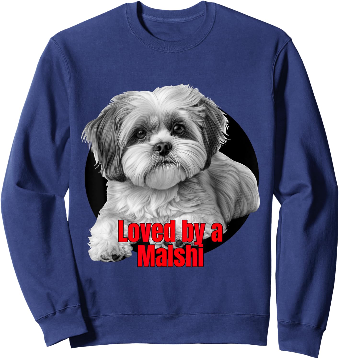 Loved by a Malshi Big Bold Graphic Design Sweatshirt - Sweatshirt | Navy