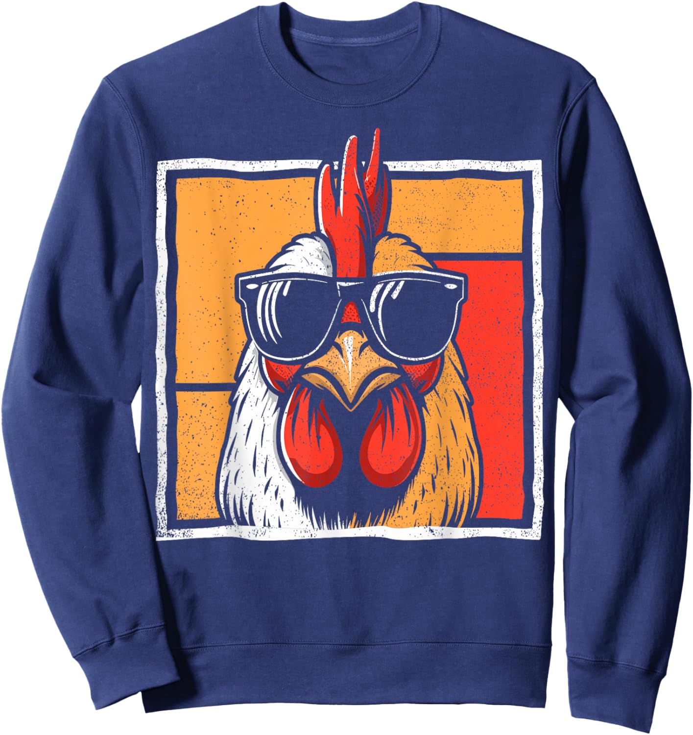 Chicken Sunglasses Retro Vintage Funny For Farmer Men Women Sweatshirt - Sweatshirt | Navy