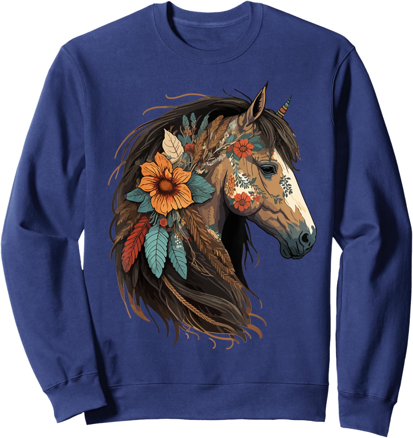 Just a girl who loves horses Co. Equestrian Horse Lover Western Cowgirl Horseback Riding Sweatshirt - Sweatshirt | Navy