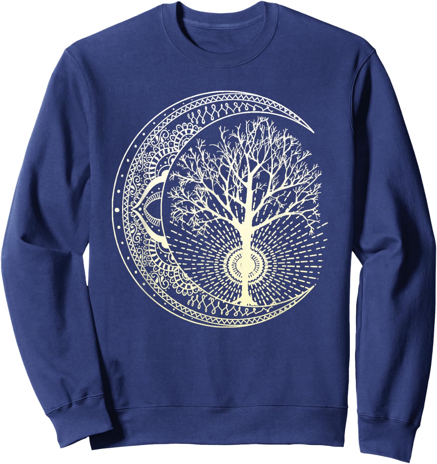 Mandala Moon Tree of Life Tattoo Style Sweatshirt - Sweatshirt | Navy