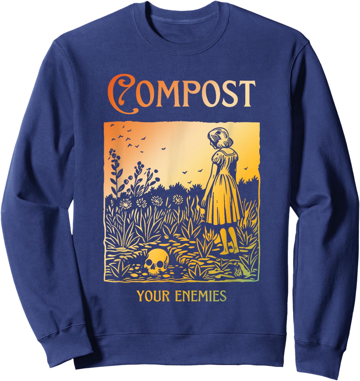 Compost Your Enemies Funny Halloween Sweatshirt - Sweatshirt | Navy