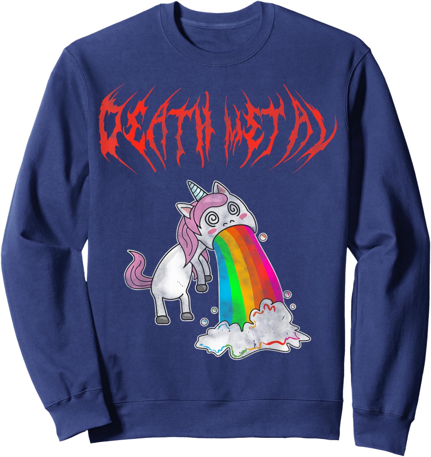 Metal Festival Puking Unicorn Death Metal Unicorn Metalcore Sweatshirt - Sweatshirt | Navy