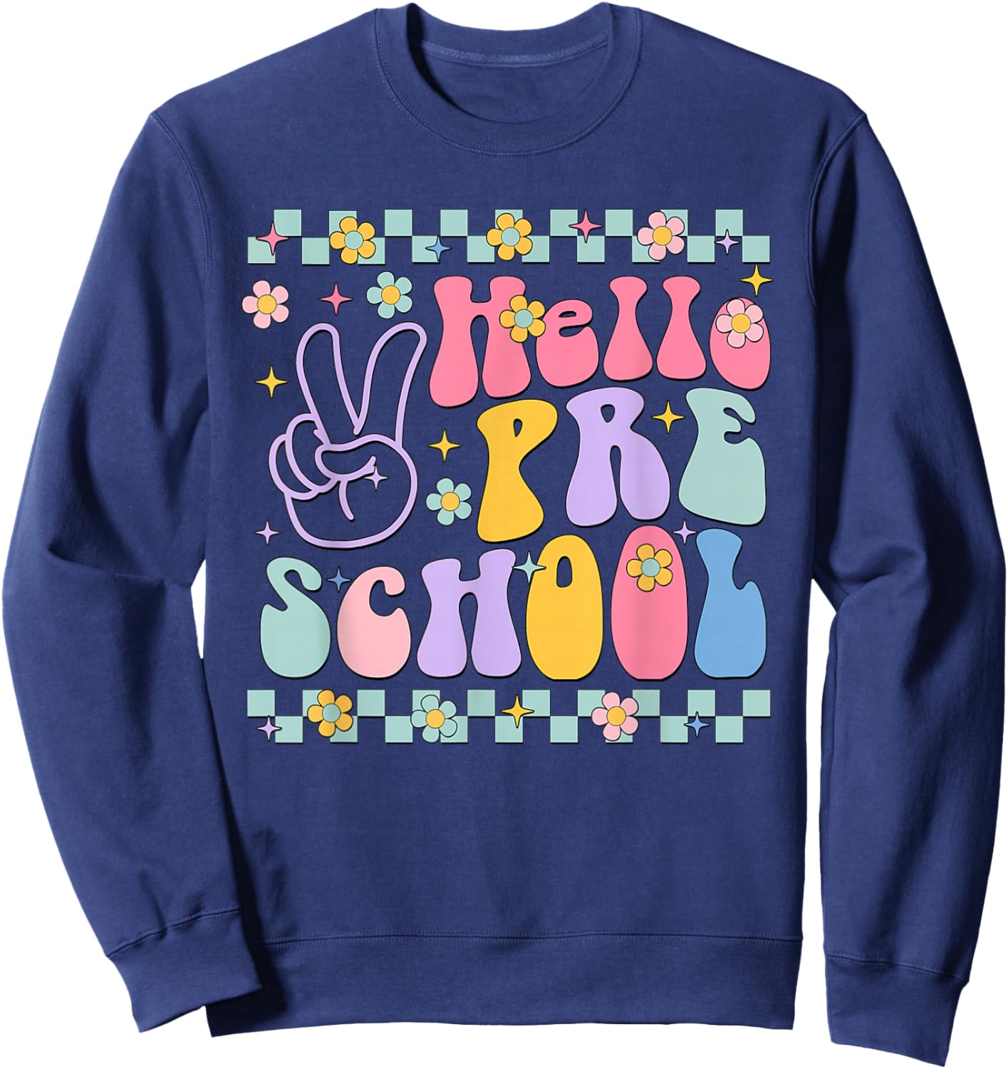Hello preschool Back To School Teachers Boys Girls Kids Sweatshirt - Sweatshirt | Navy