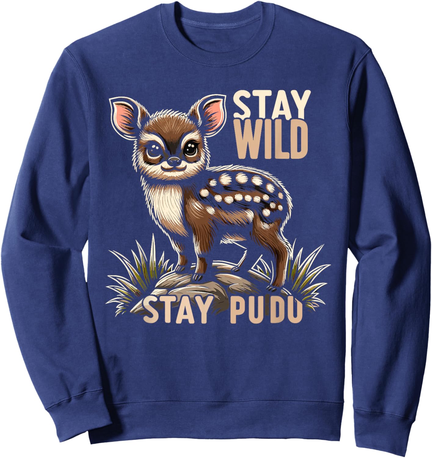 Cute Pudu Deer South America cartoon deer nature gift Sweatshirt - Sweatshirt | Navy
