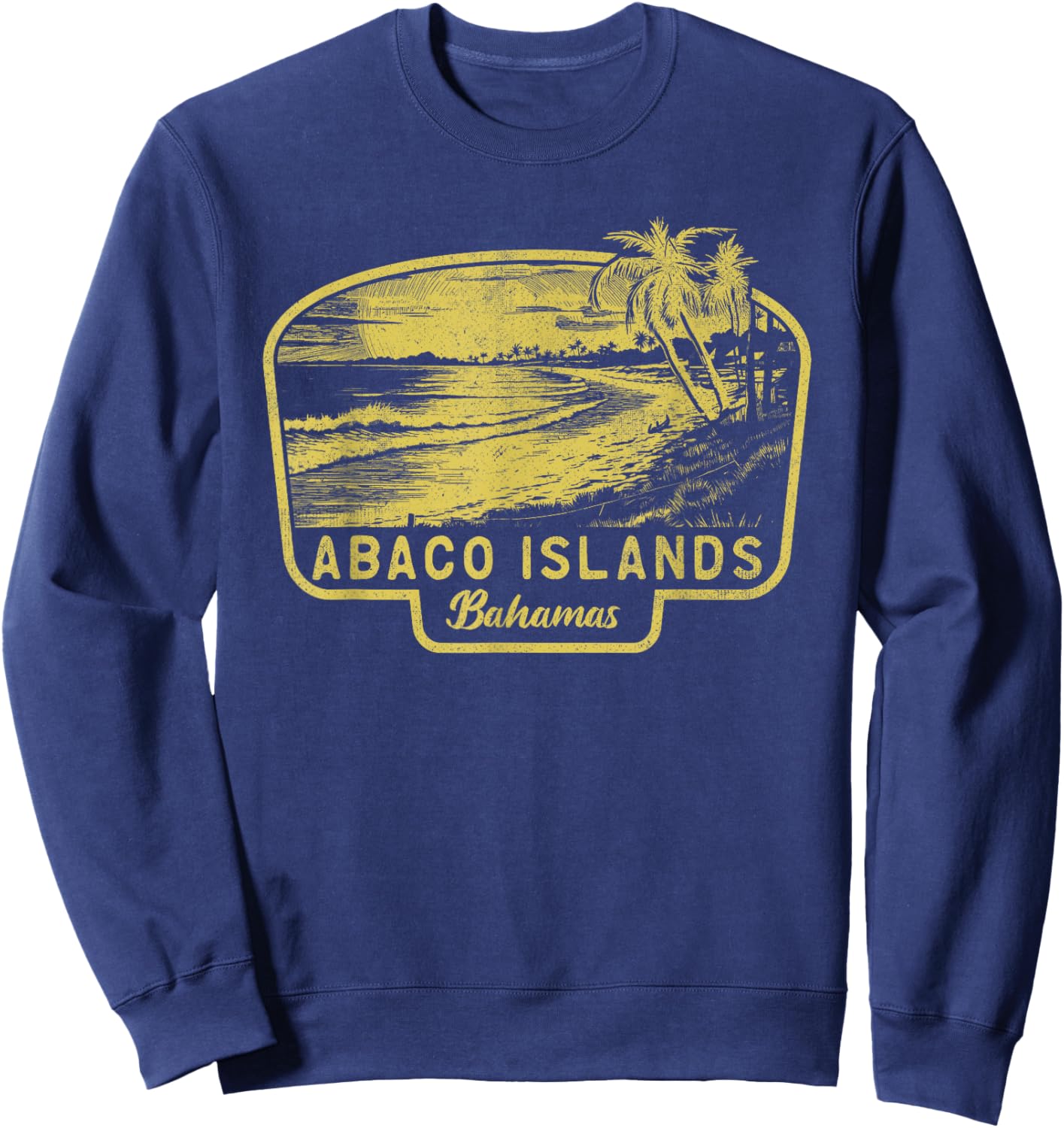 Abaco Islands Bahamas Beach Surf Vintage Blue Sweatshirt - Sweatshirt | Navy