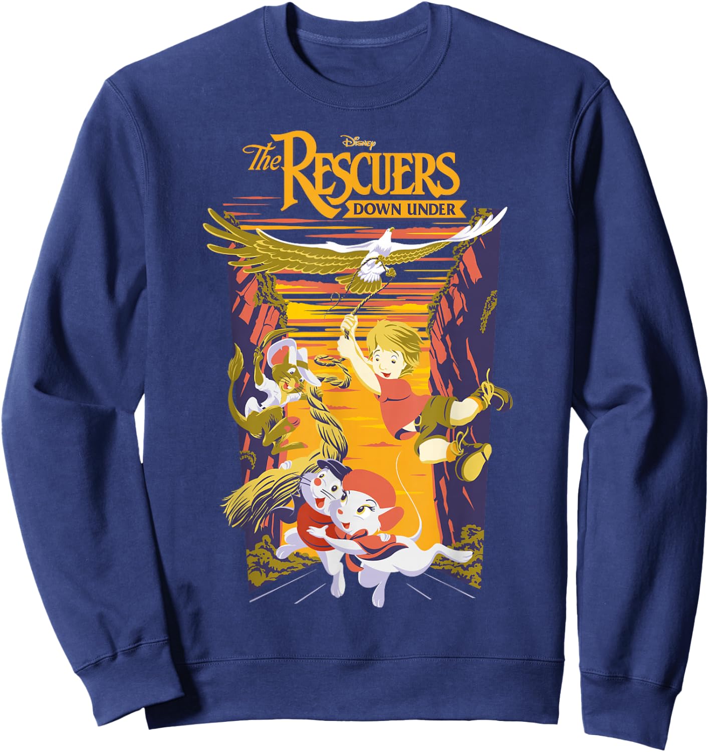 Disney The Rescuers Down Under Group Shot Sunset Poster Sweatshirt - Sweatshirt | Navy