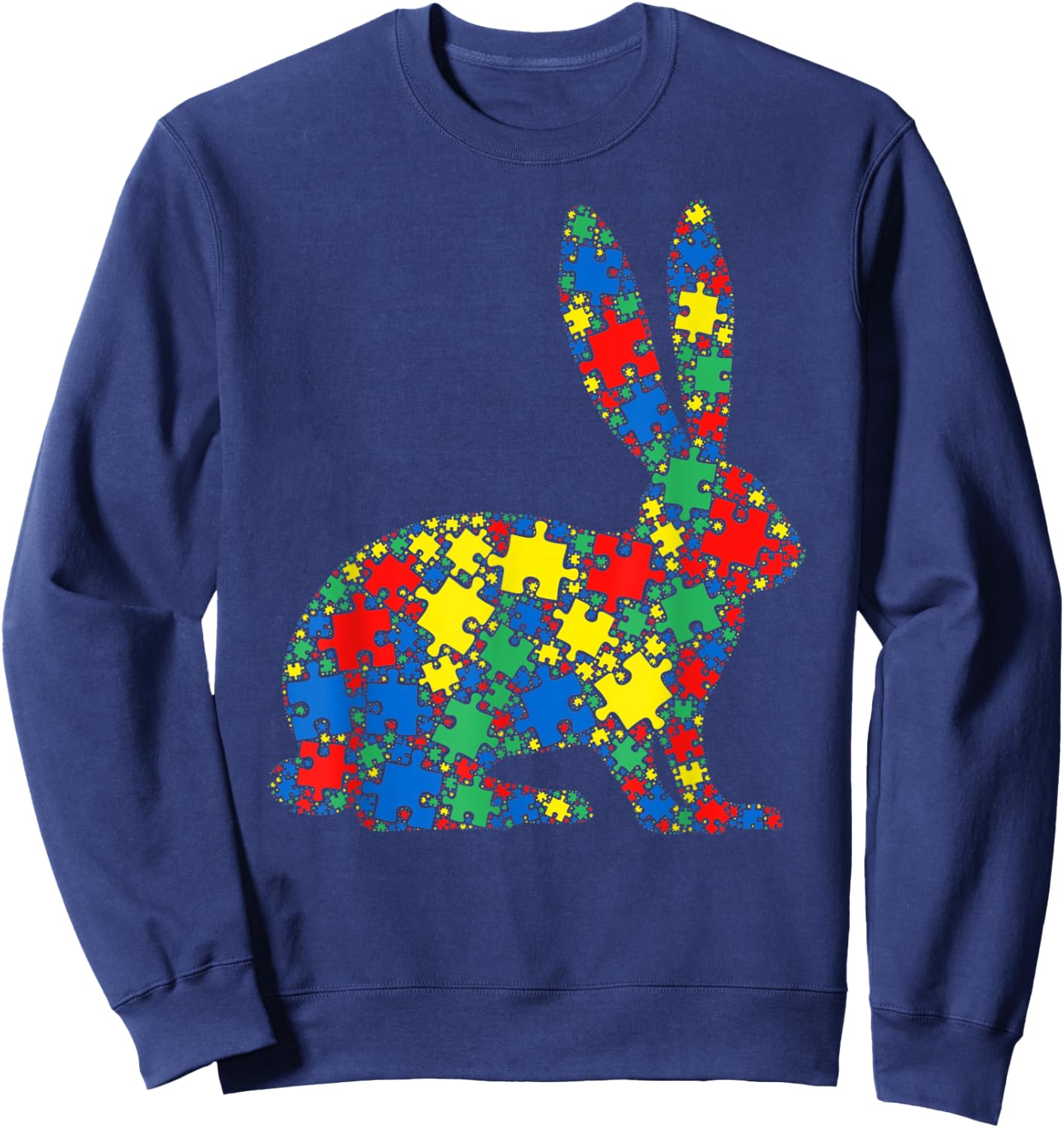 Rabbit Autism Puzzle Men Kids - Autism Awareness Sweatshirt - Sweatshirt | Navy
