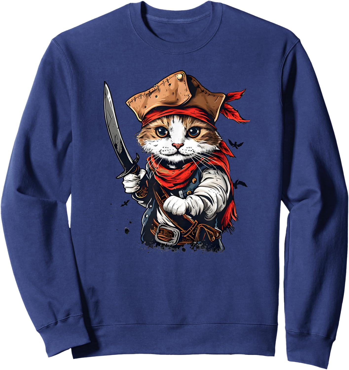 Swashbuckling Pirate Cat Voyage - Unleash Your Kitty's Inner Men Women Kids Sweatshirt - Sweatshirt | Navy