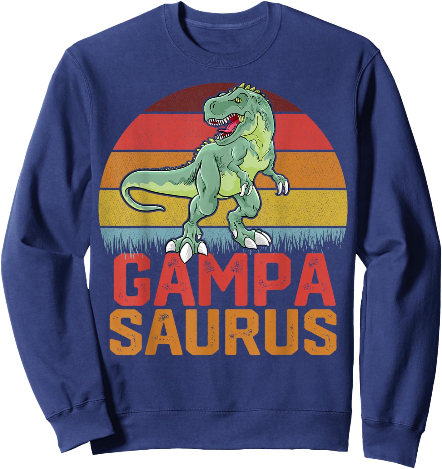 Gampa Saurus Grandpa Dinosaur Family Matching Father's Day Sweatshirt - Sweatshirt | Navy