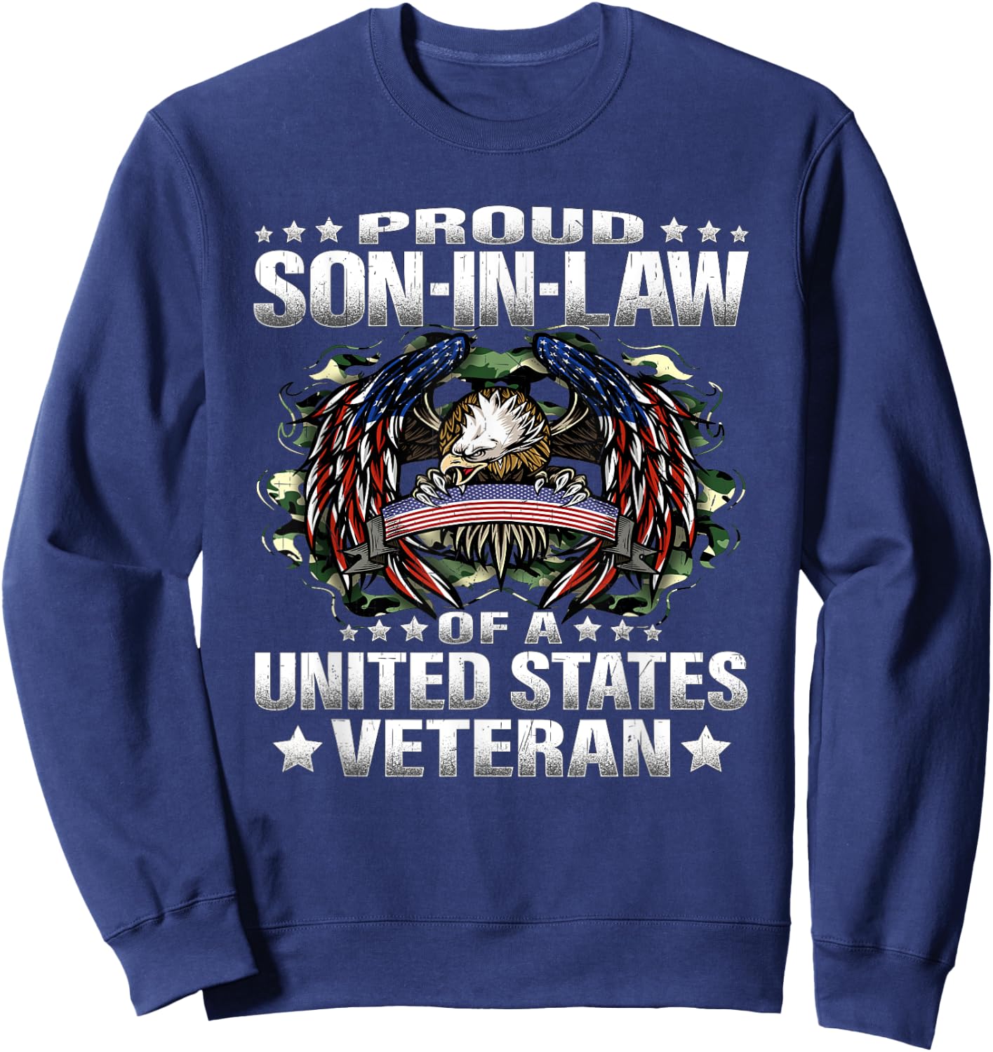 Proud Son-In-Law Of A United States Veteran Vet's Family Sweatshirt - Sweatshirt | Navy